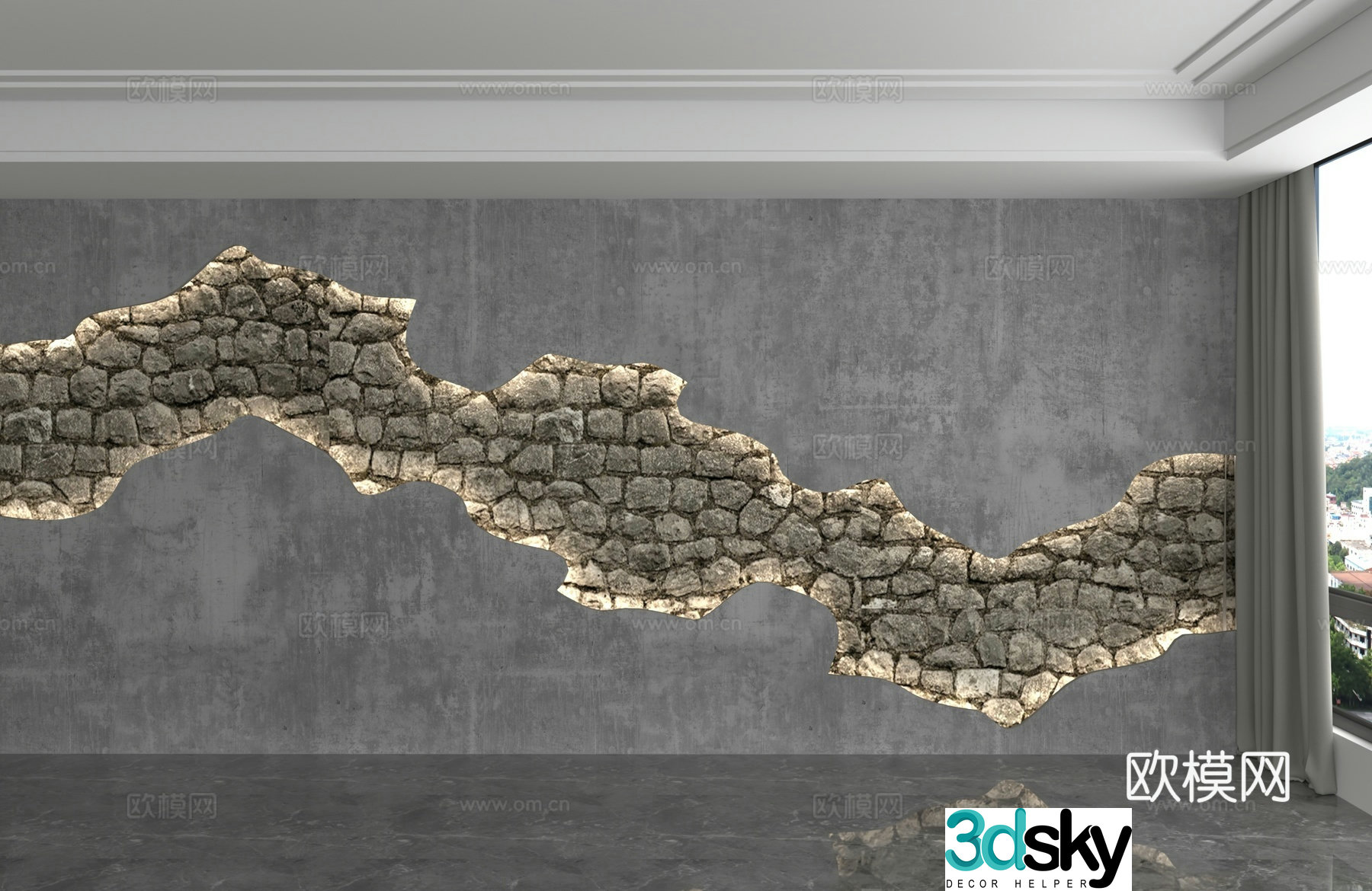 Modern background wall 3d model