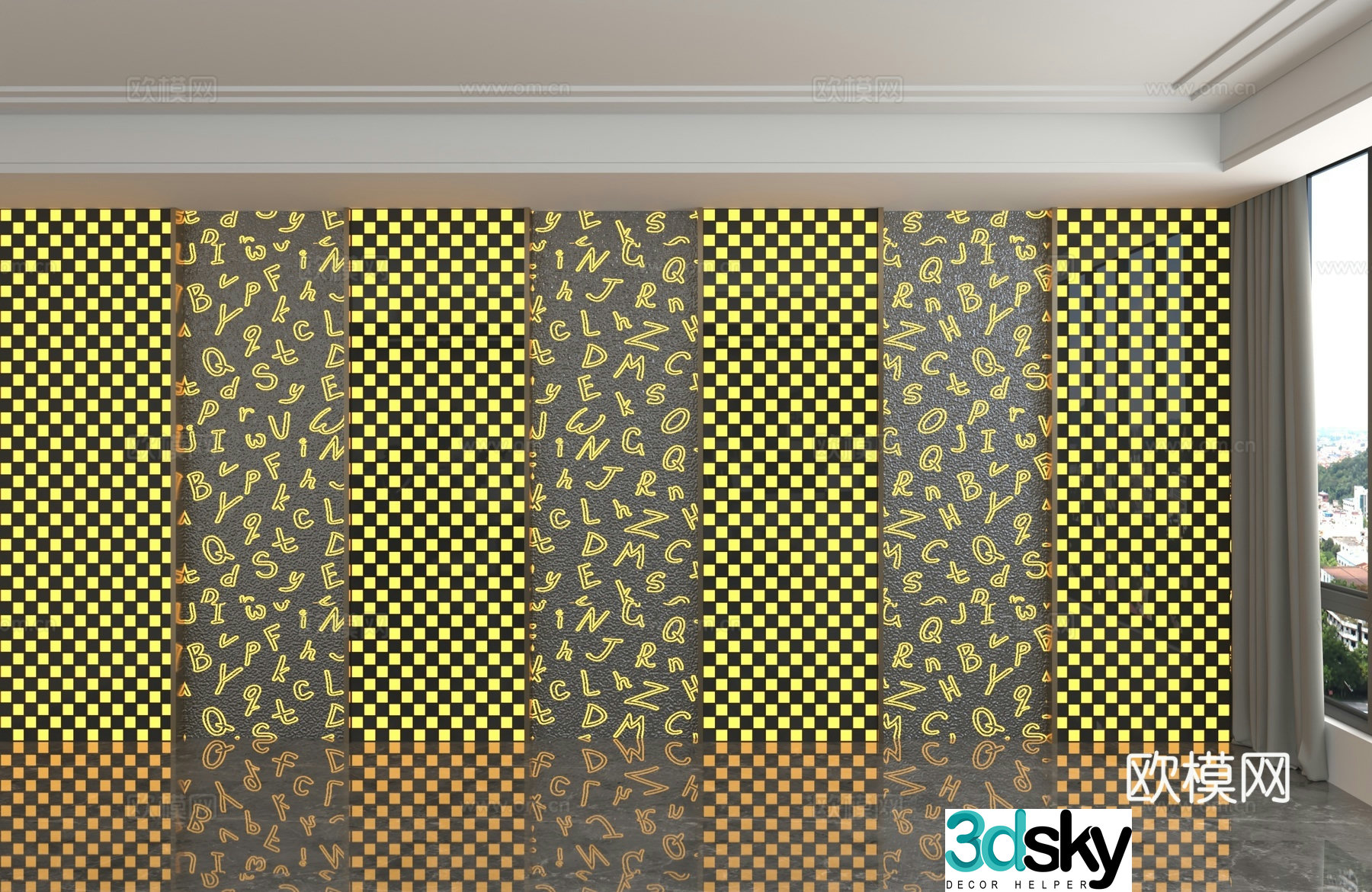 Modern background wall 3d model