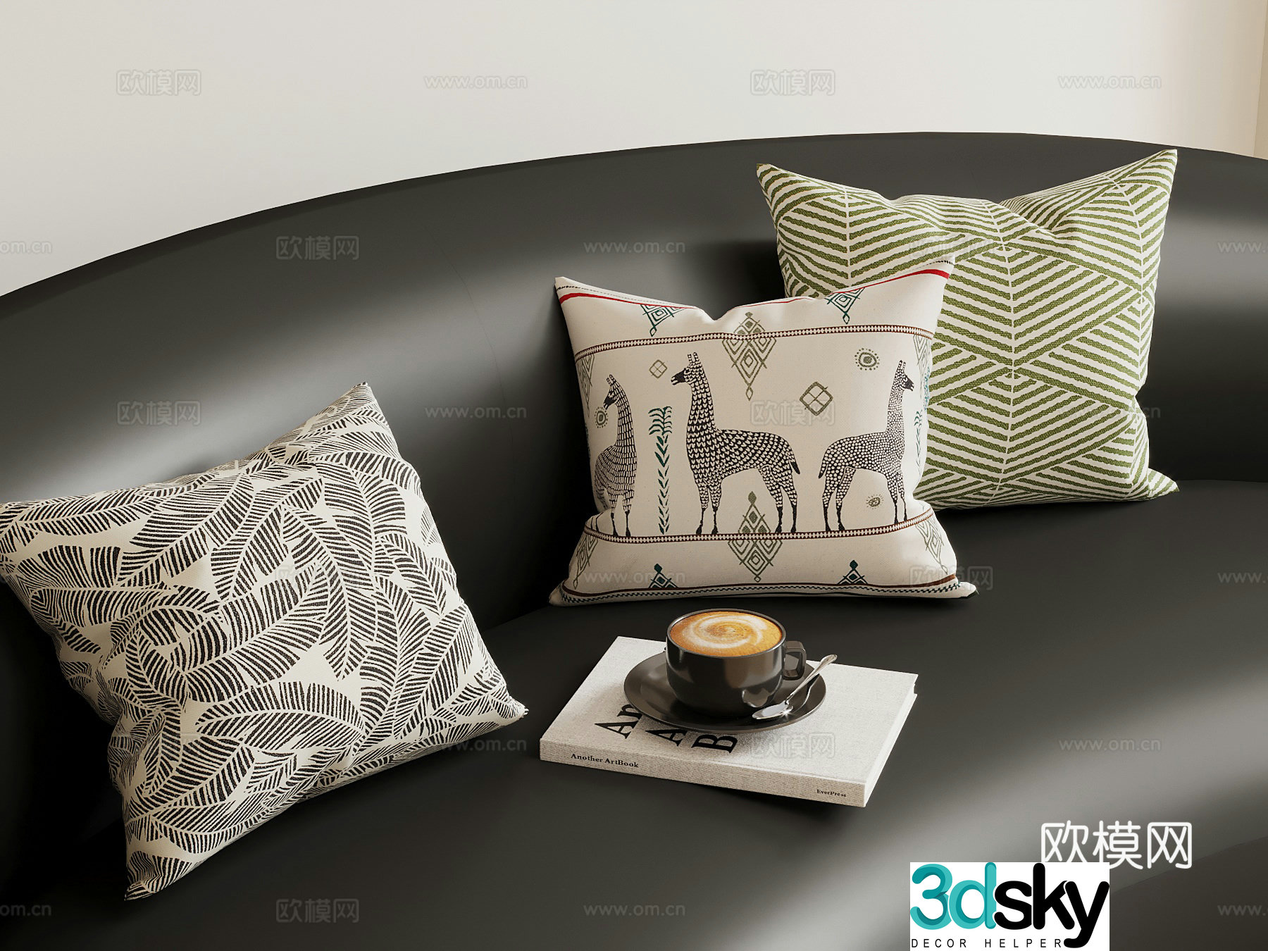 Modern French pillow pillow combination 3D model