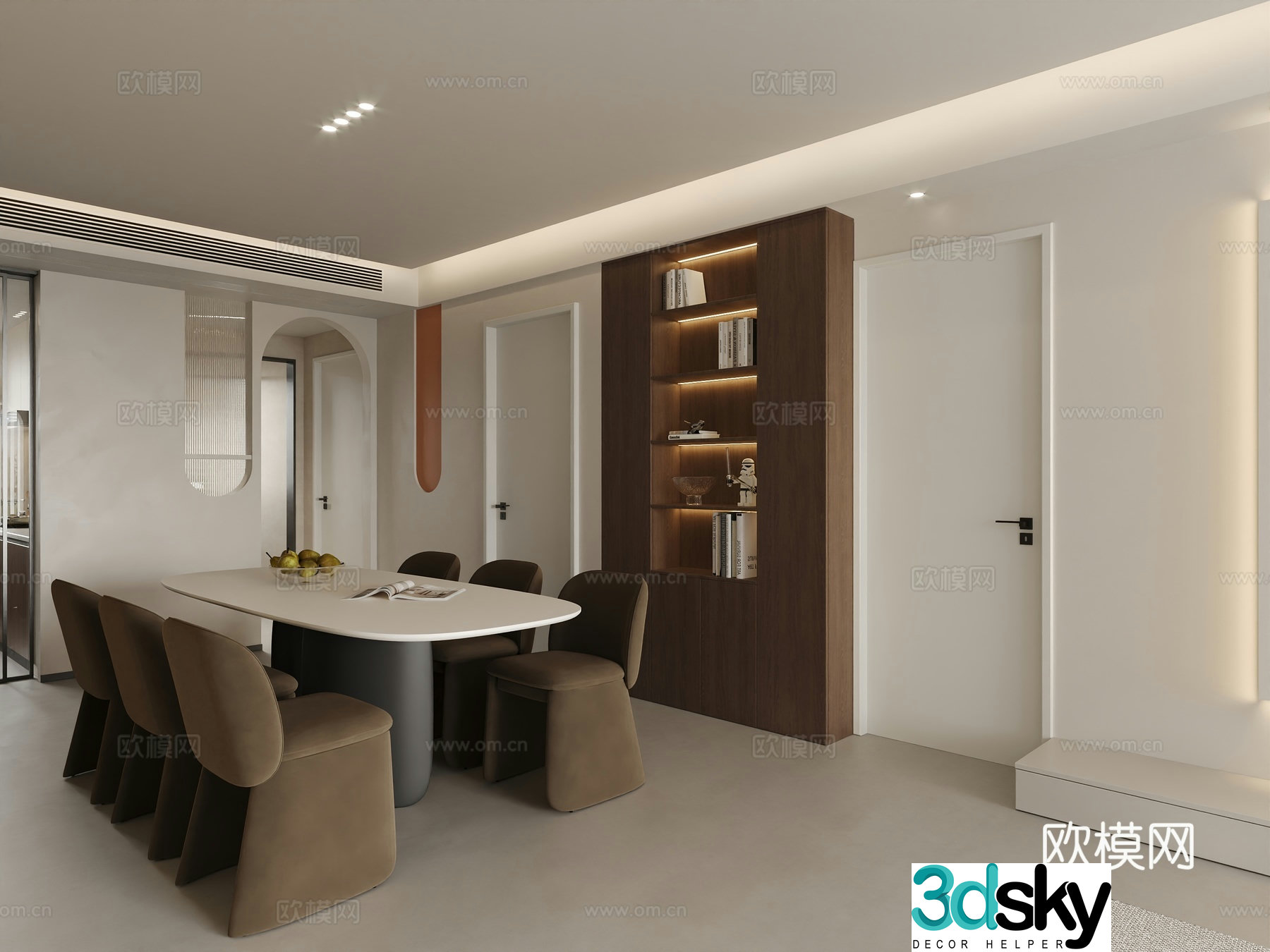Creamy style restaurant renderings Creamy style dining table 3D model