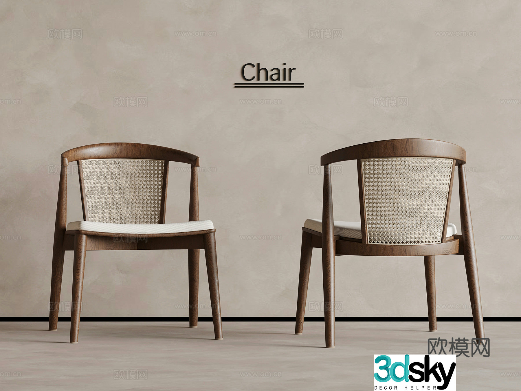 Medium style single chair casual chair rattan chair 3d model