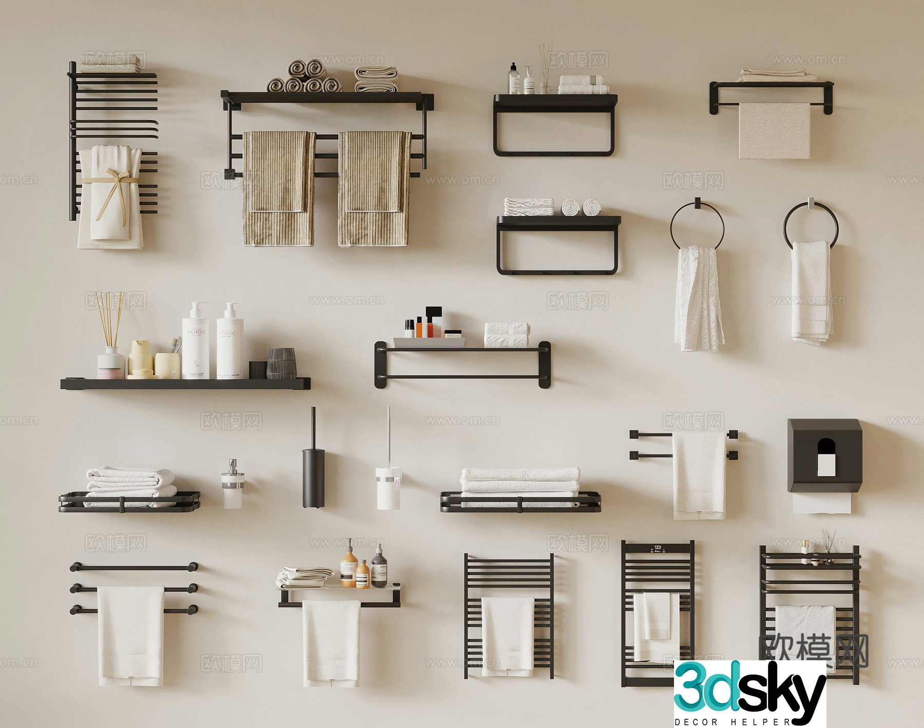 Modern towel rack 3d model