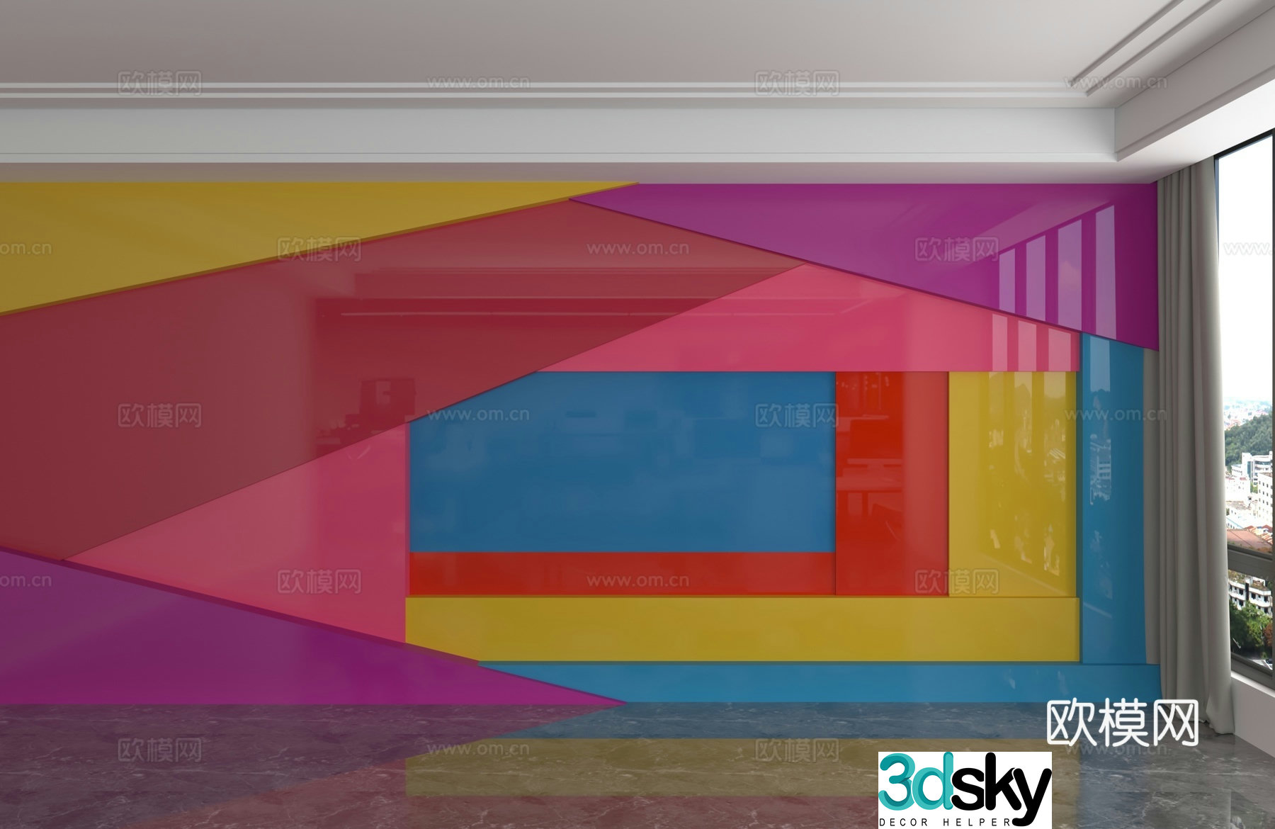 Modern background wall 3d model