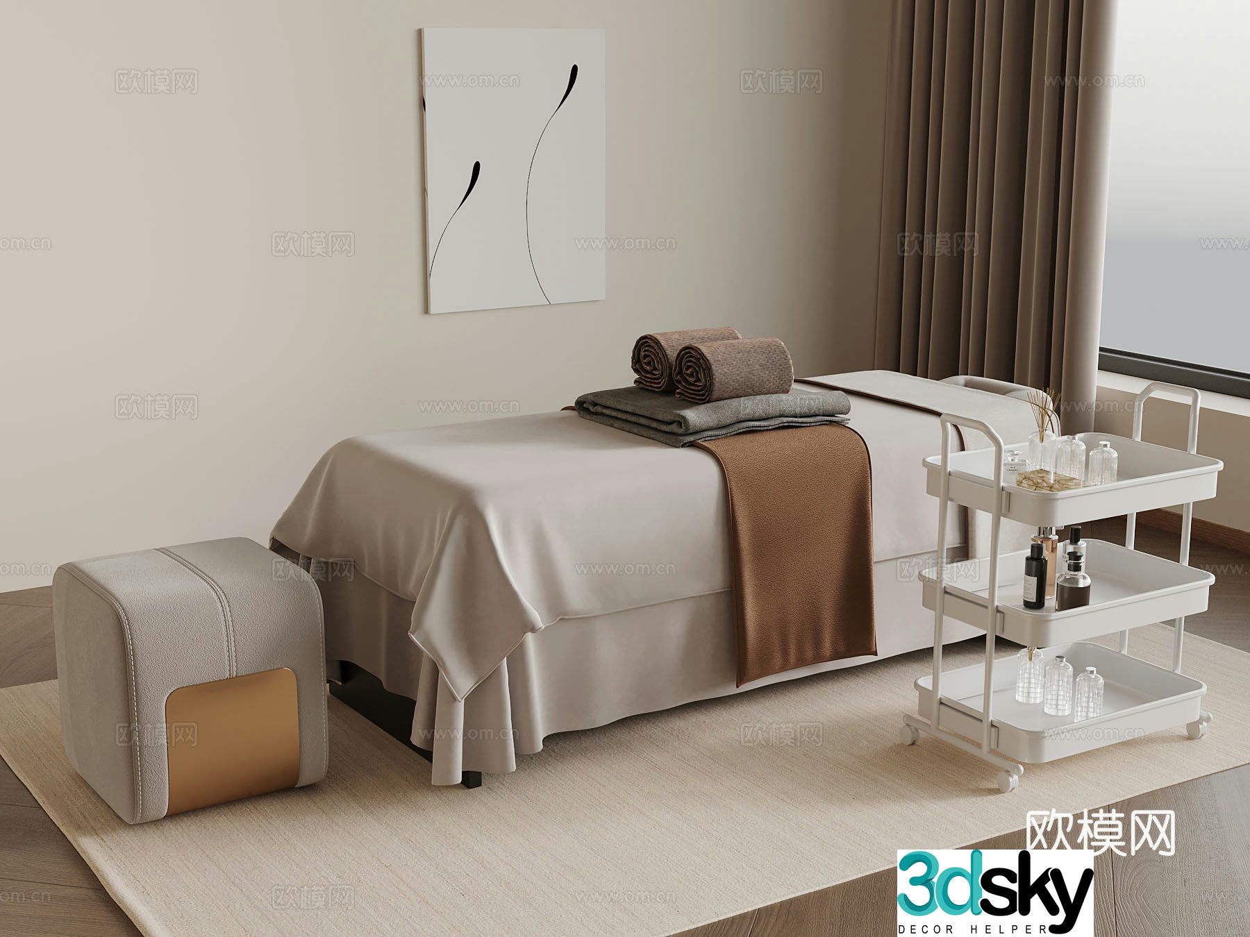 Modern massage table beauty supplies 3d model
