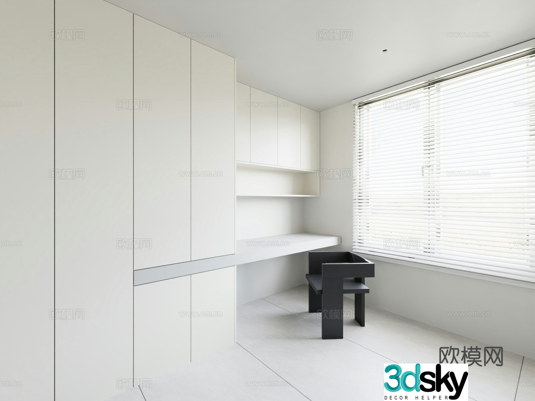 Modern minimalist style black white and gray simple renderings 3D model
