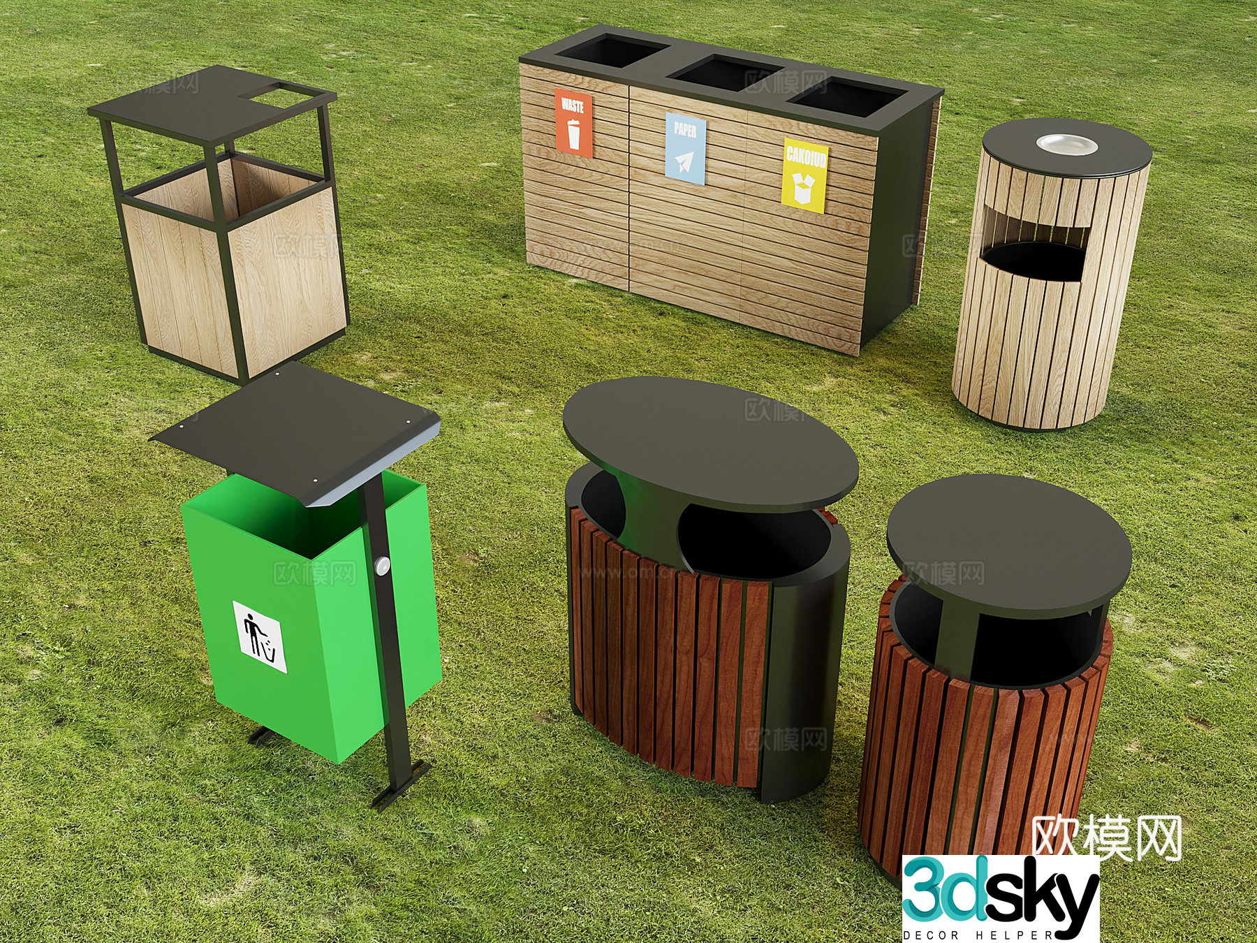 Outdoor trash can trash can 3d model