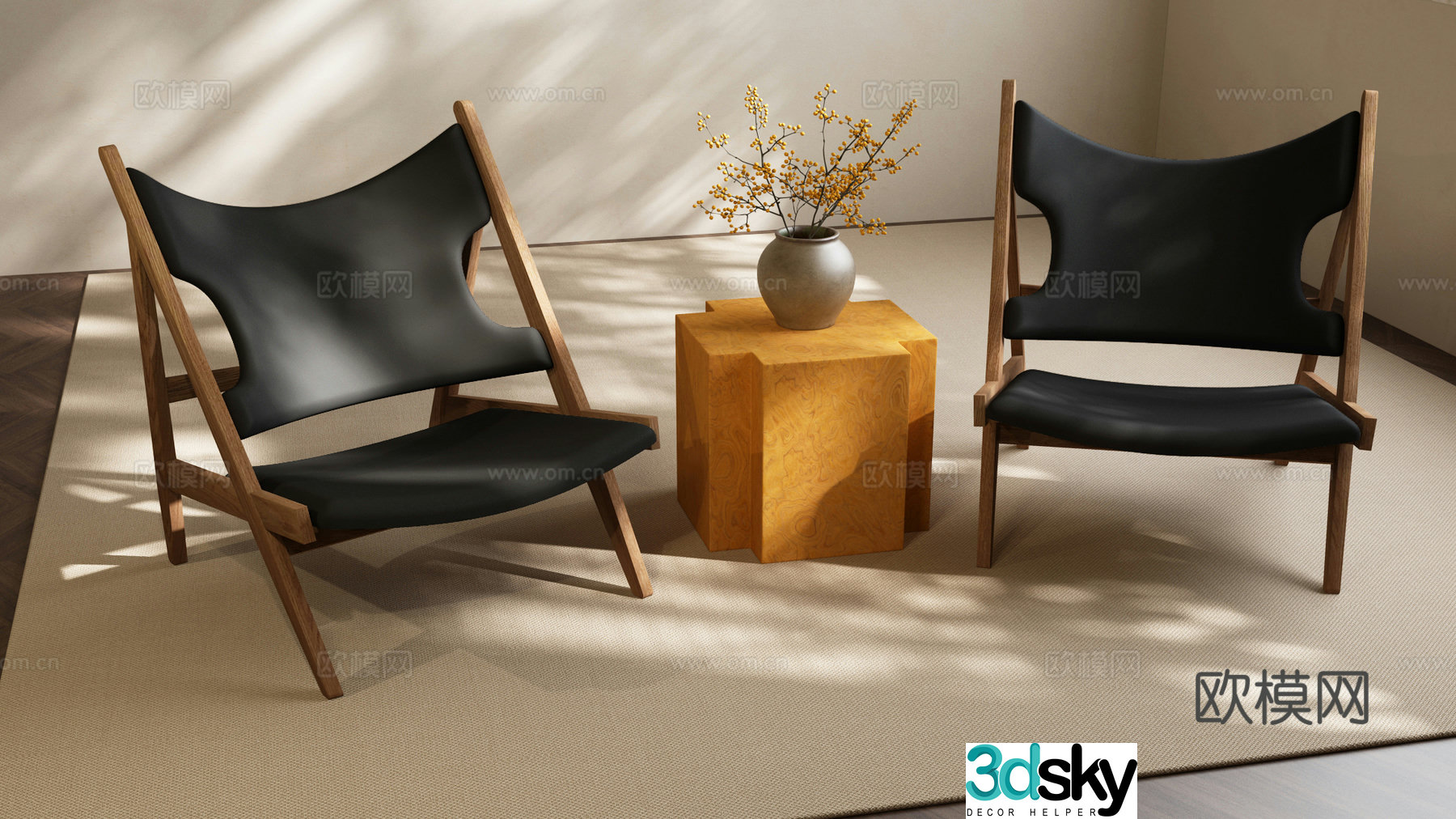 Modern medieval leisure chair combination 3D model