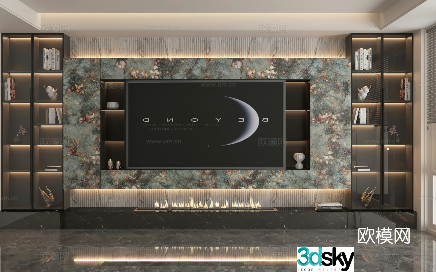 3d model of TV background wall