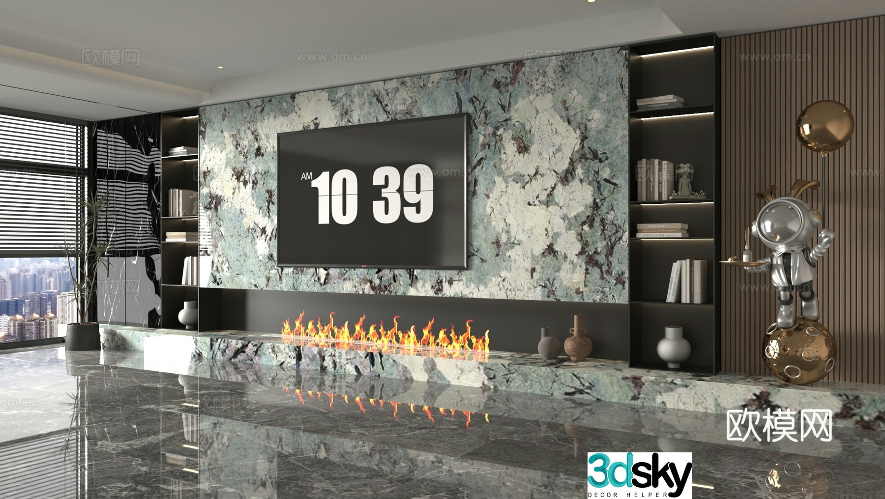 Modern TV background wall 3d model