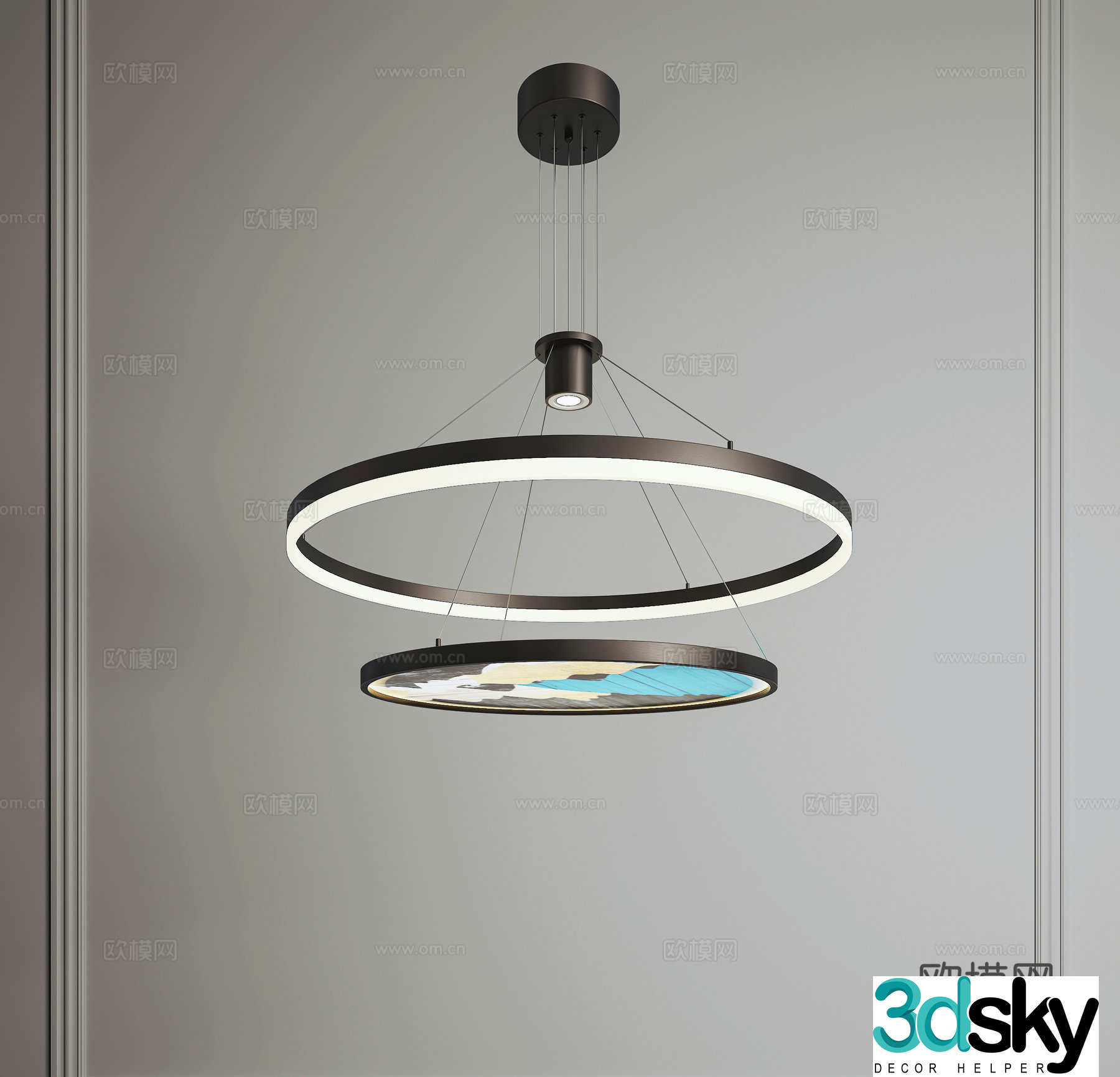 New Chinese style chandelier Zen chandelier Private room chandelier Restaurant chandelier Dining chandelier 3D model