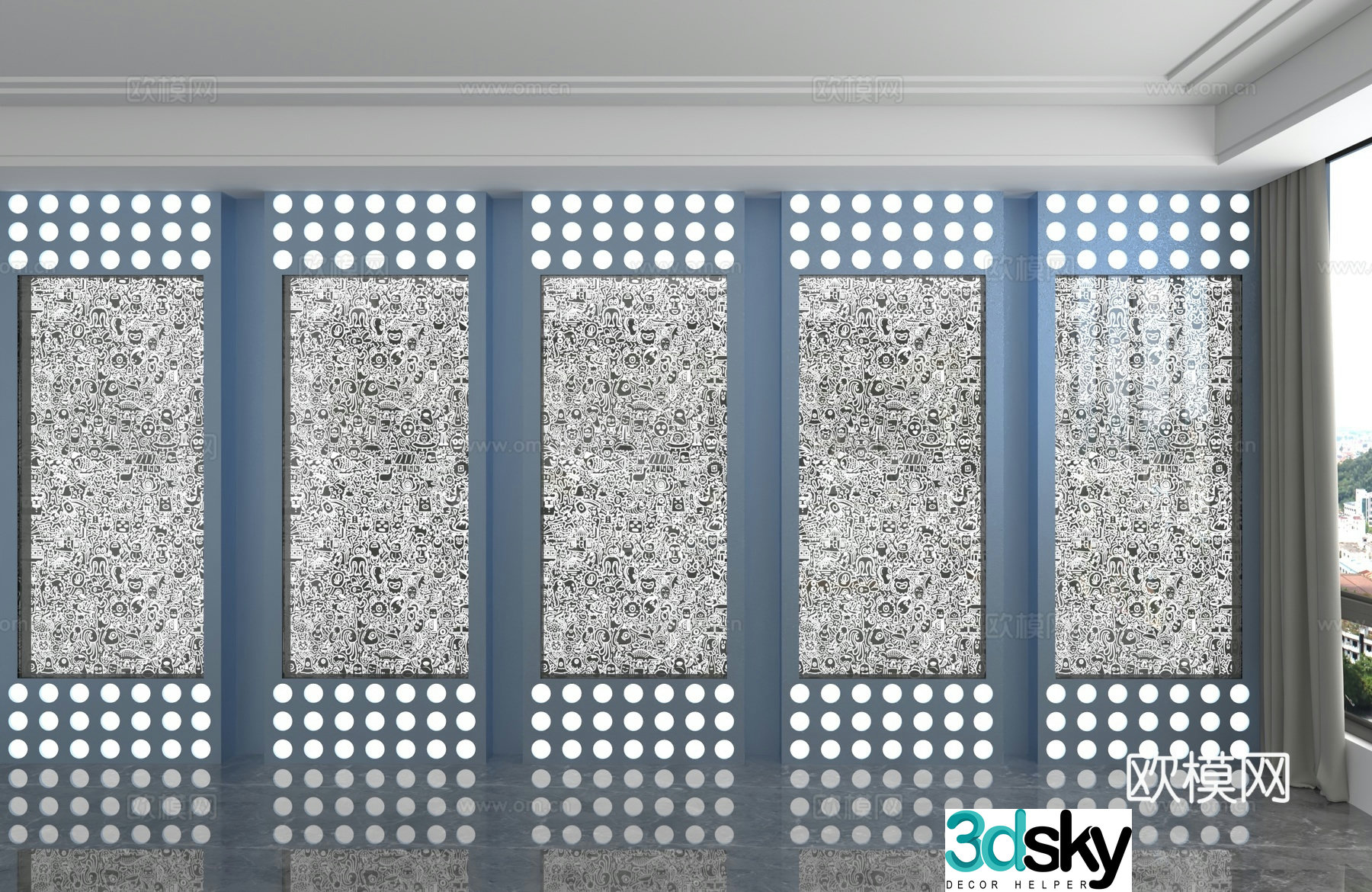 Modern background wall 3d model