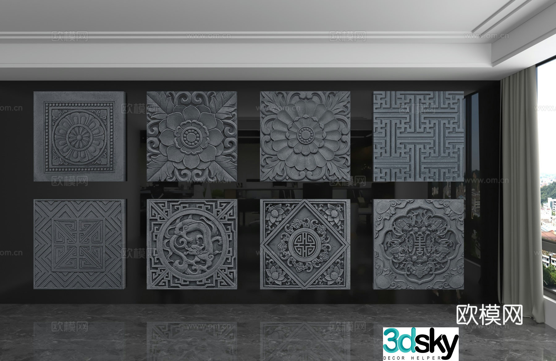 Modern background wall 3d model