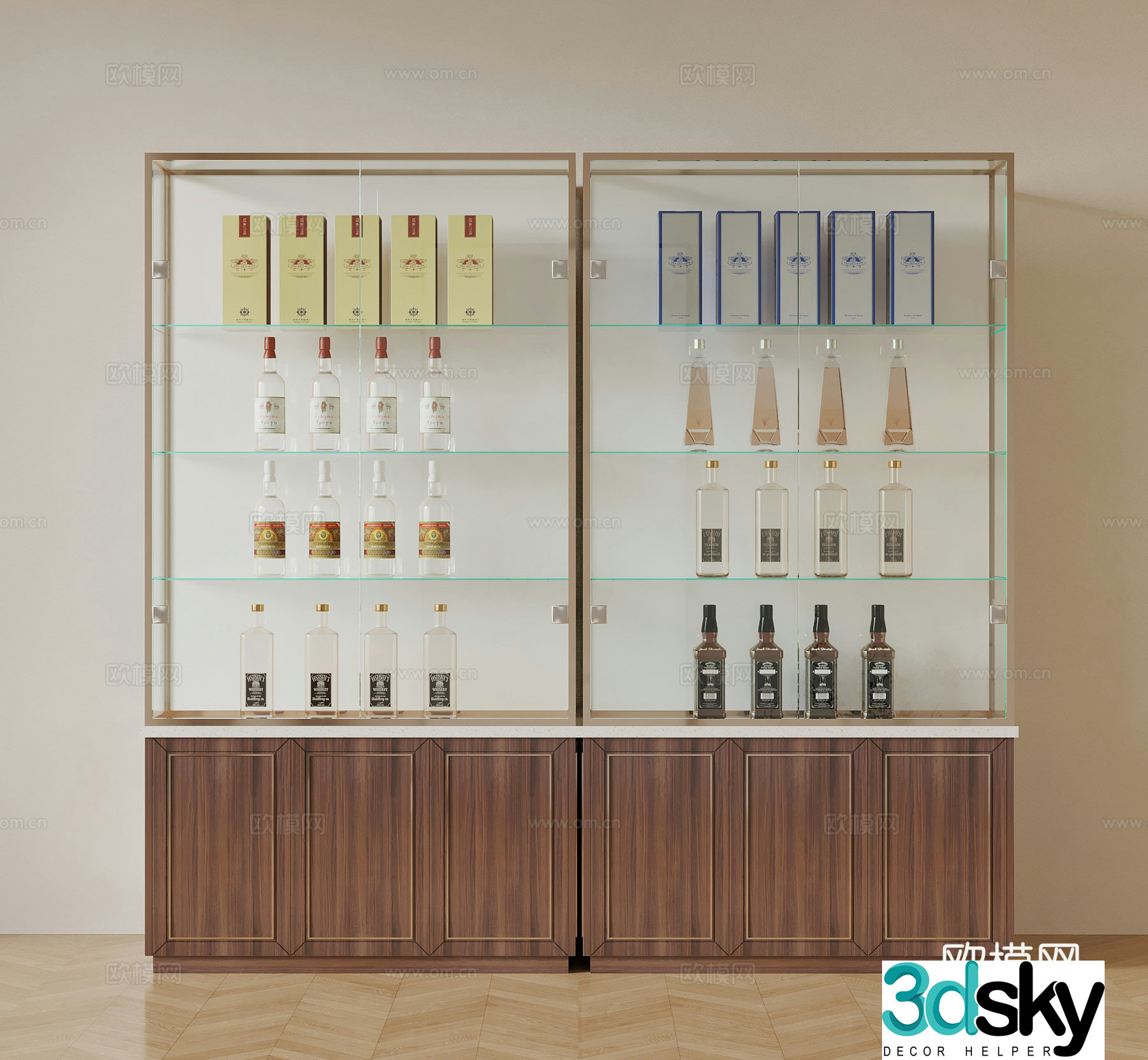 Modern supermarket shelves 3d model
