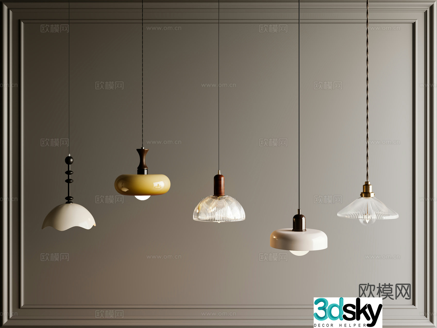 Medium retro small chandeliers bedside small chandeliers glass chandeliers 3D model