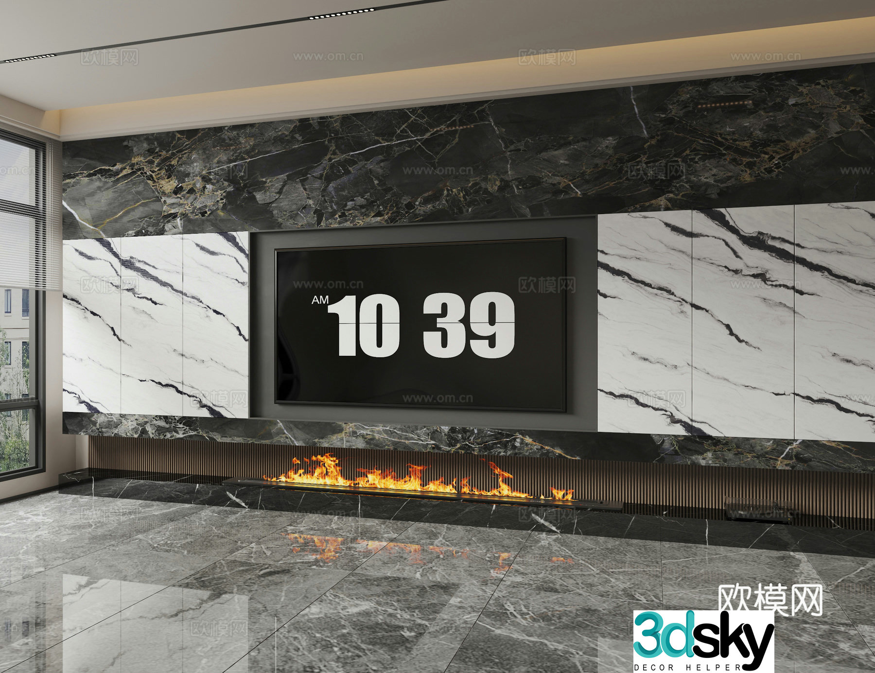 3d model of TV background wall