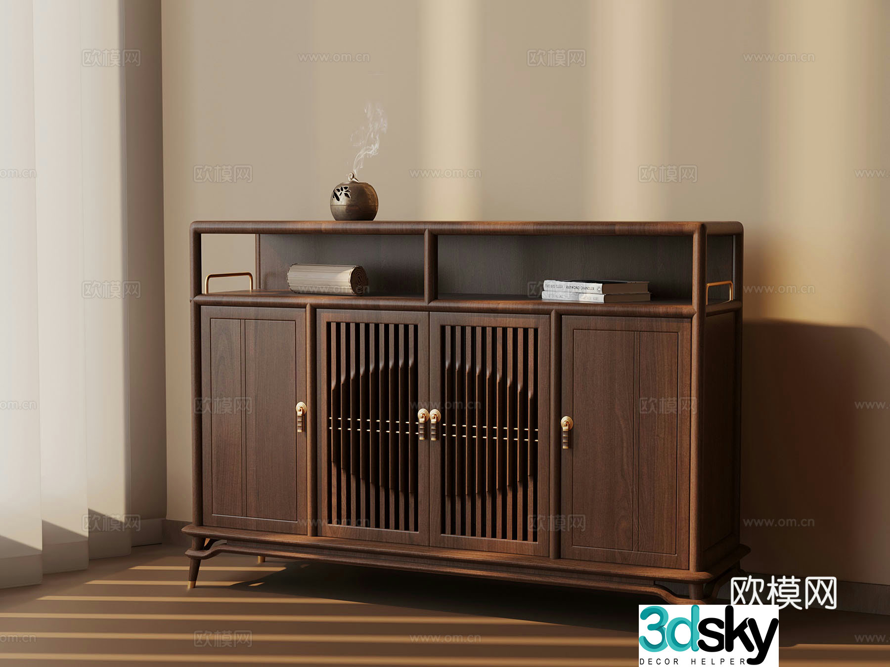 New Chinese style tea cabinet side cabinet 3D model