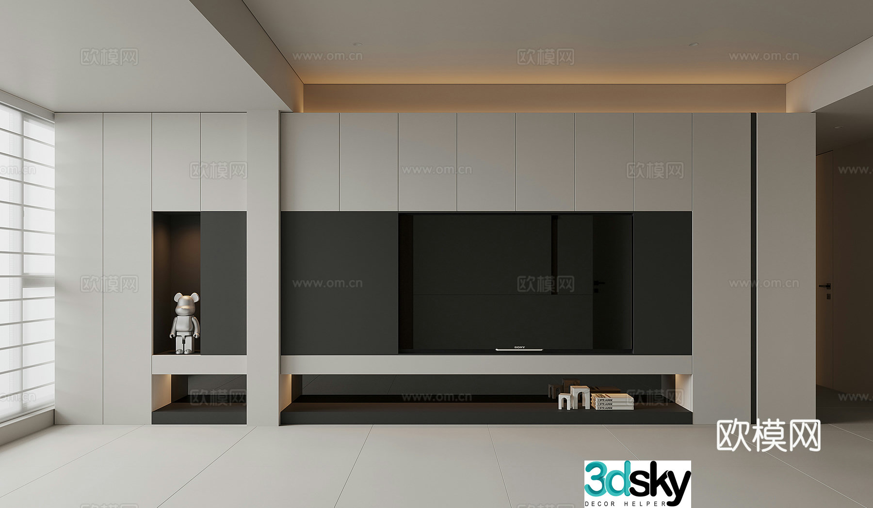 Modern TV background wall 3d model