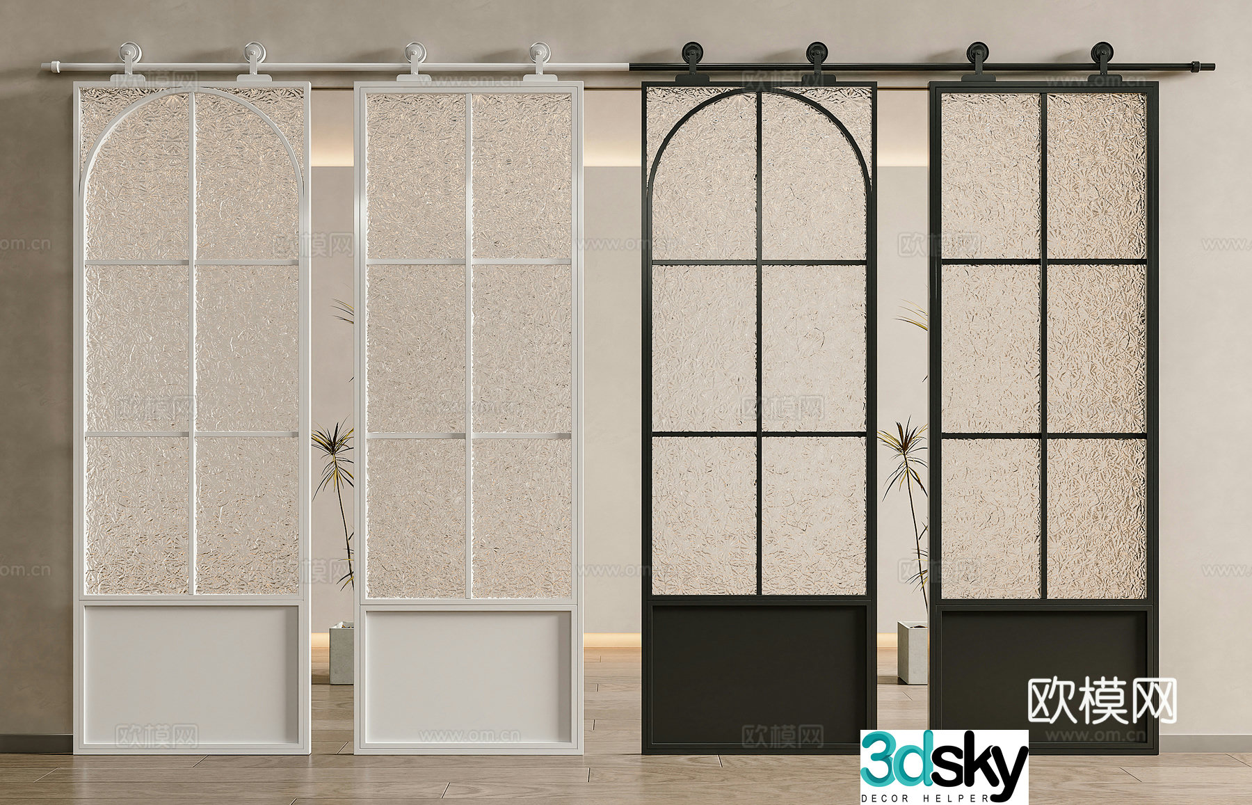 French sliding door Barn door Glass barn door Carved glass door Frosted glass sliding door Glass 3D model