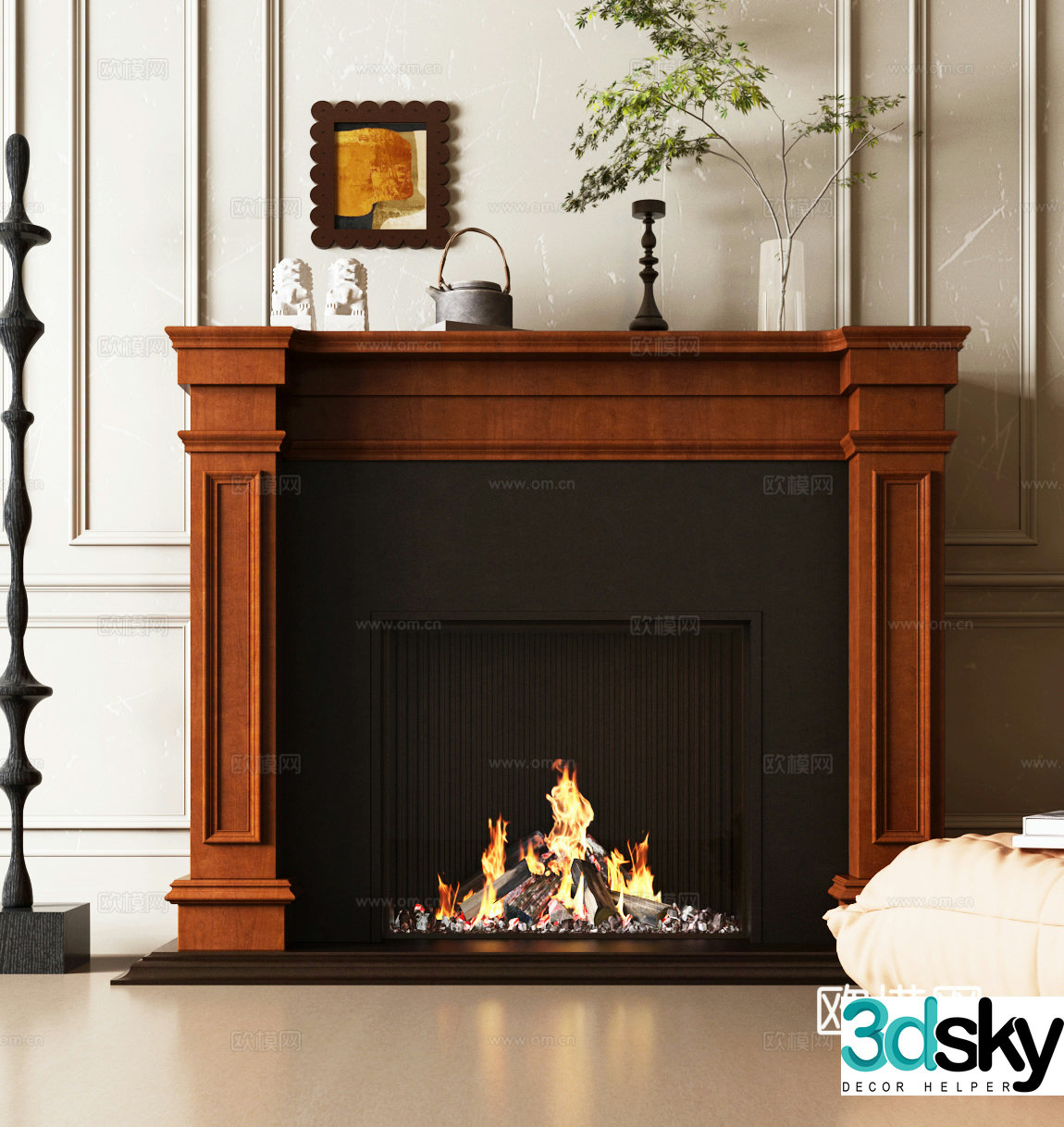 Modern French fireplace 3d model