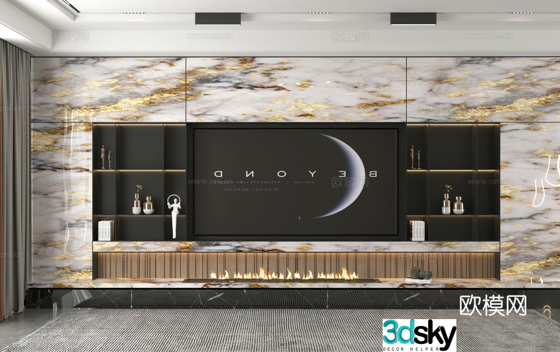 3d model of TV background wall