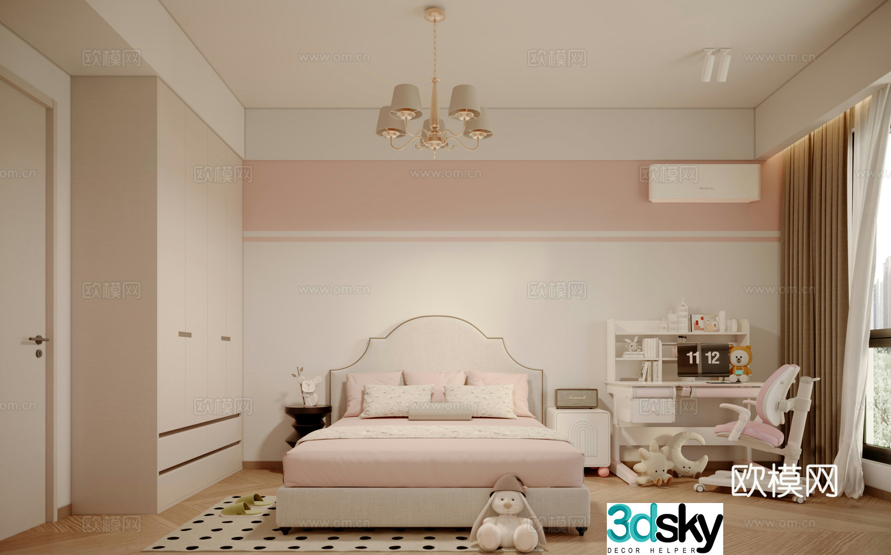 Modern French daughter room children’s room 3d model