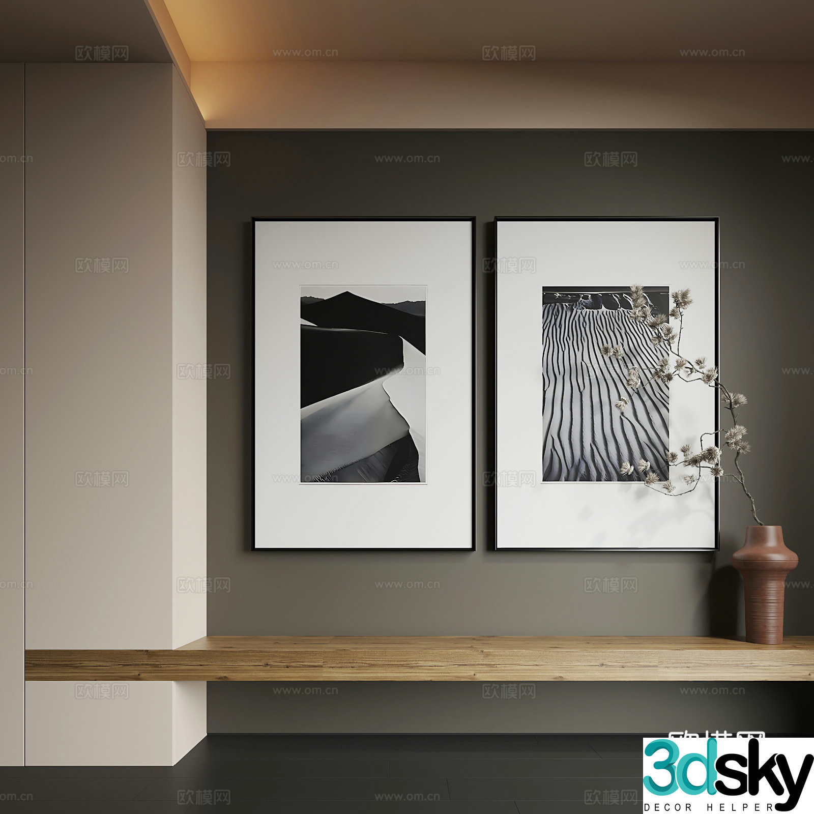 Modern abstract hanging paintings Modern combination paintings Modern minimalist hanging paintings 3d model