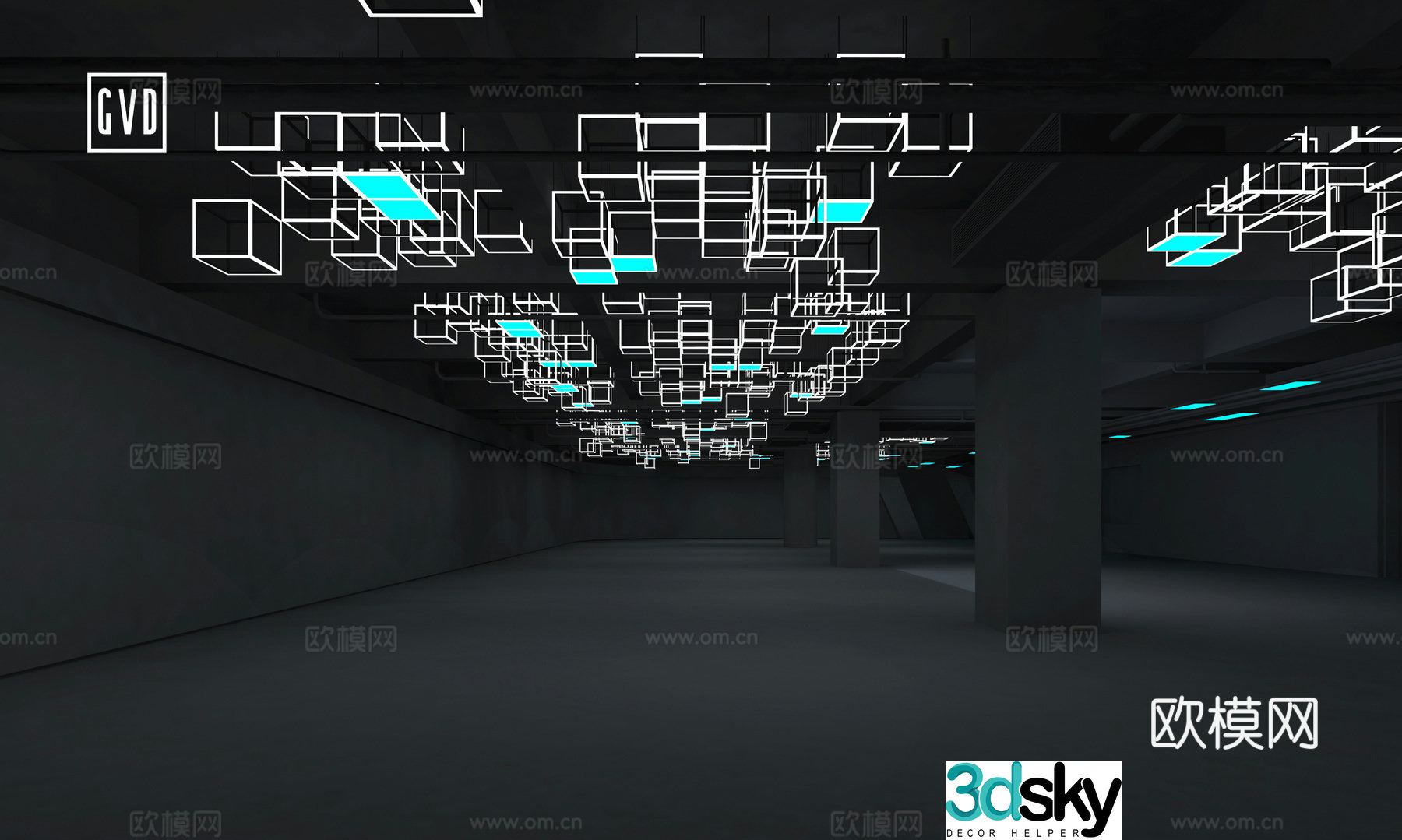 Exhibition and Exhibition Hall Modern Exhibition Hall Multimedia Device Lighting Device Lighting Matrix Top 3D Model