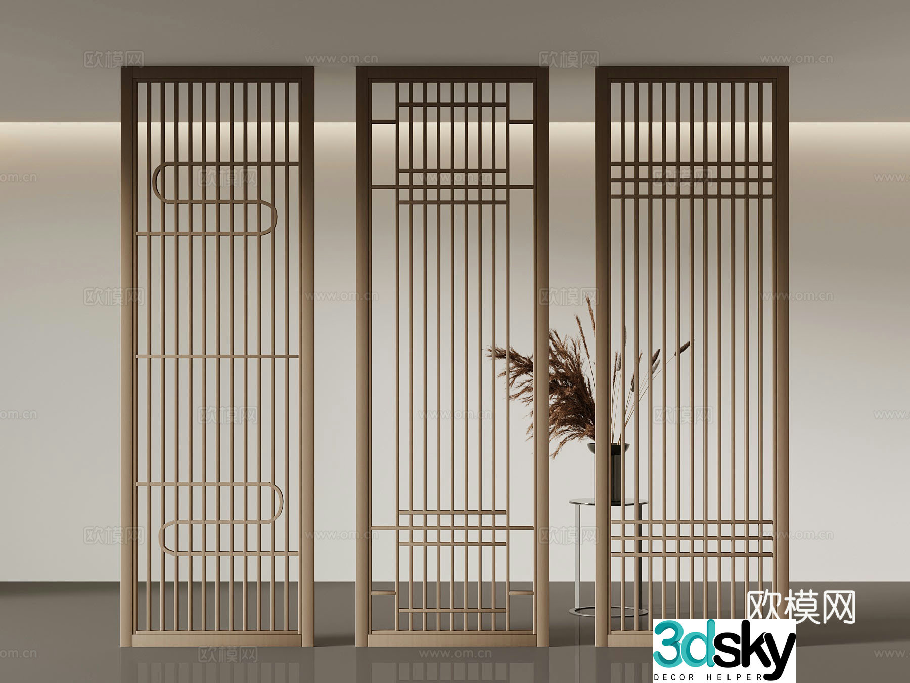 New Chinese-style screen partition 3D model