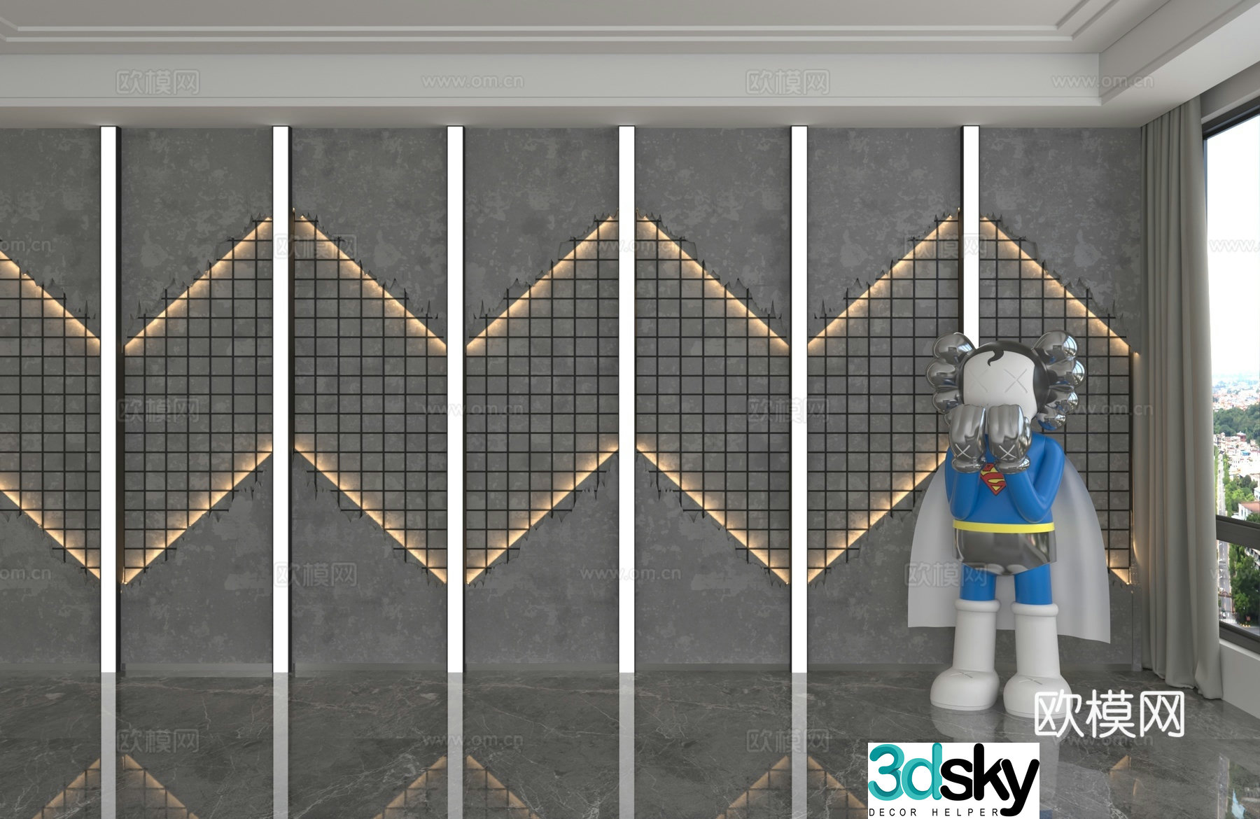Modern background wall 3d model