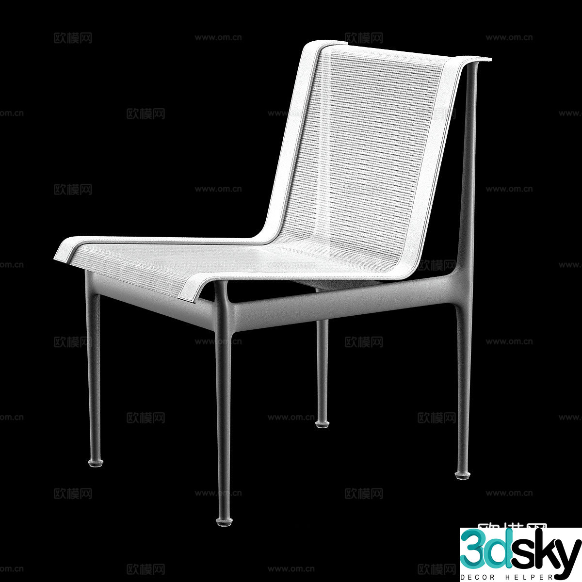 Dwr 1966 Series Restaurant Side Chair 3D Model 3D Model