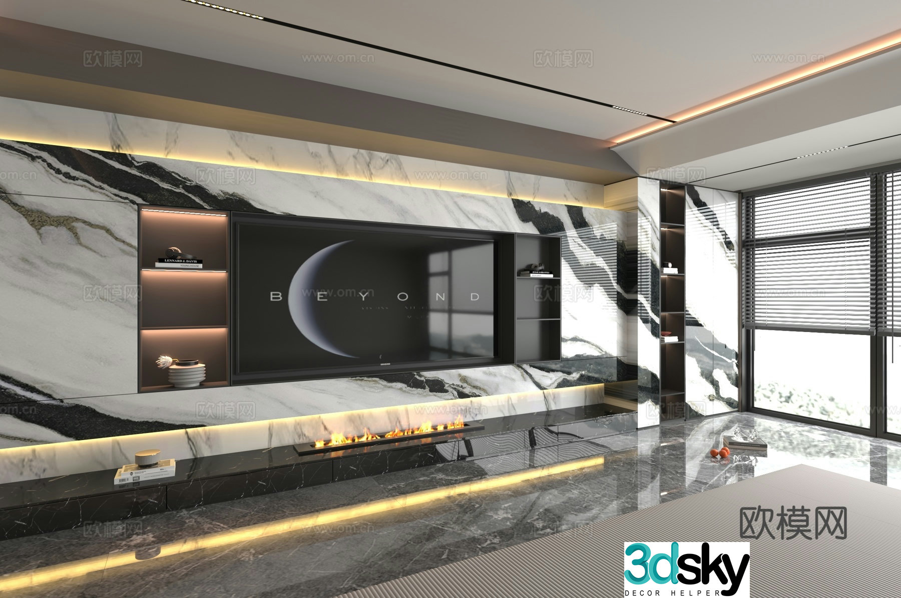3d model of TV background wall