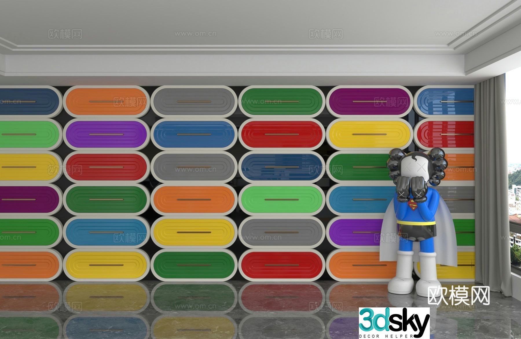Modern background wall 3d model