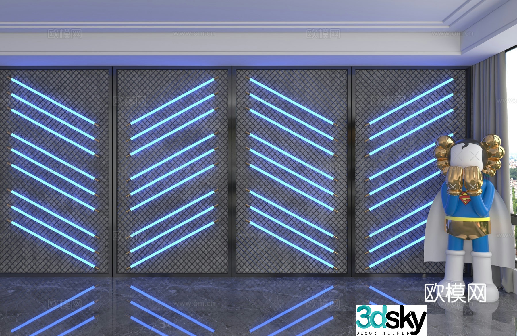 Modern background wall 3d model