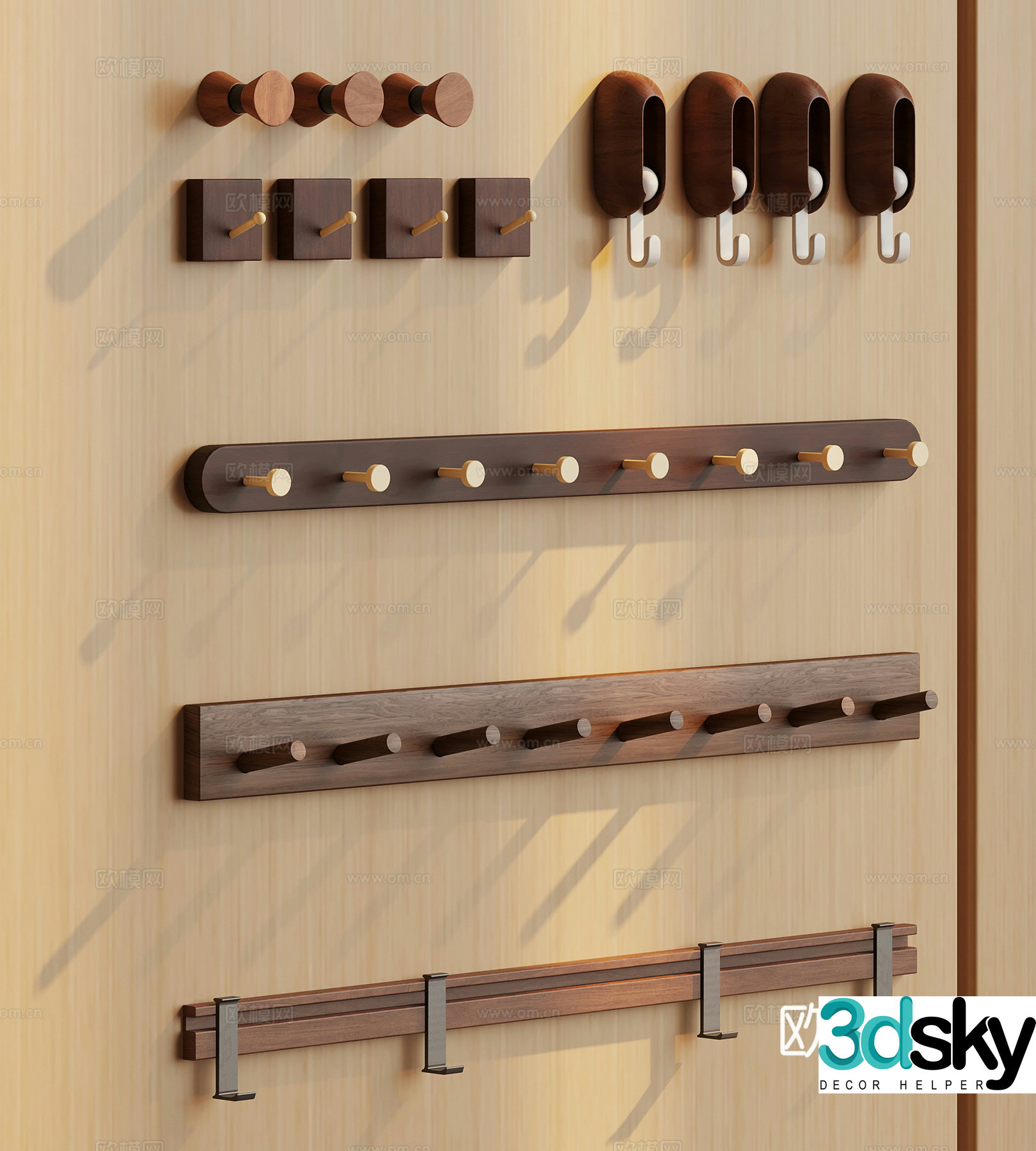 Middle style hook 3d model of clothes hook