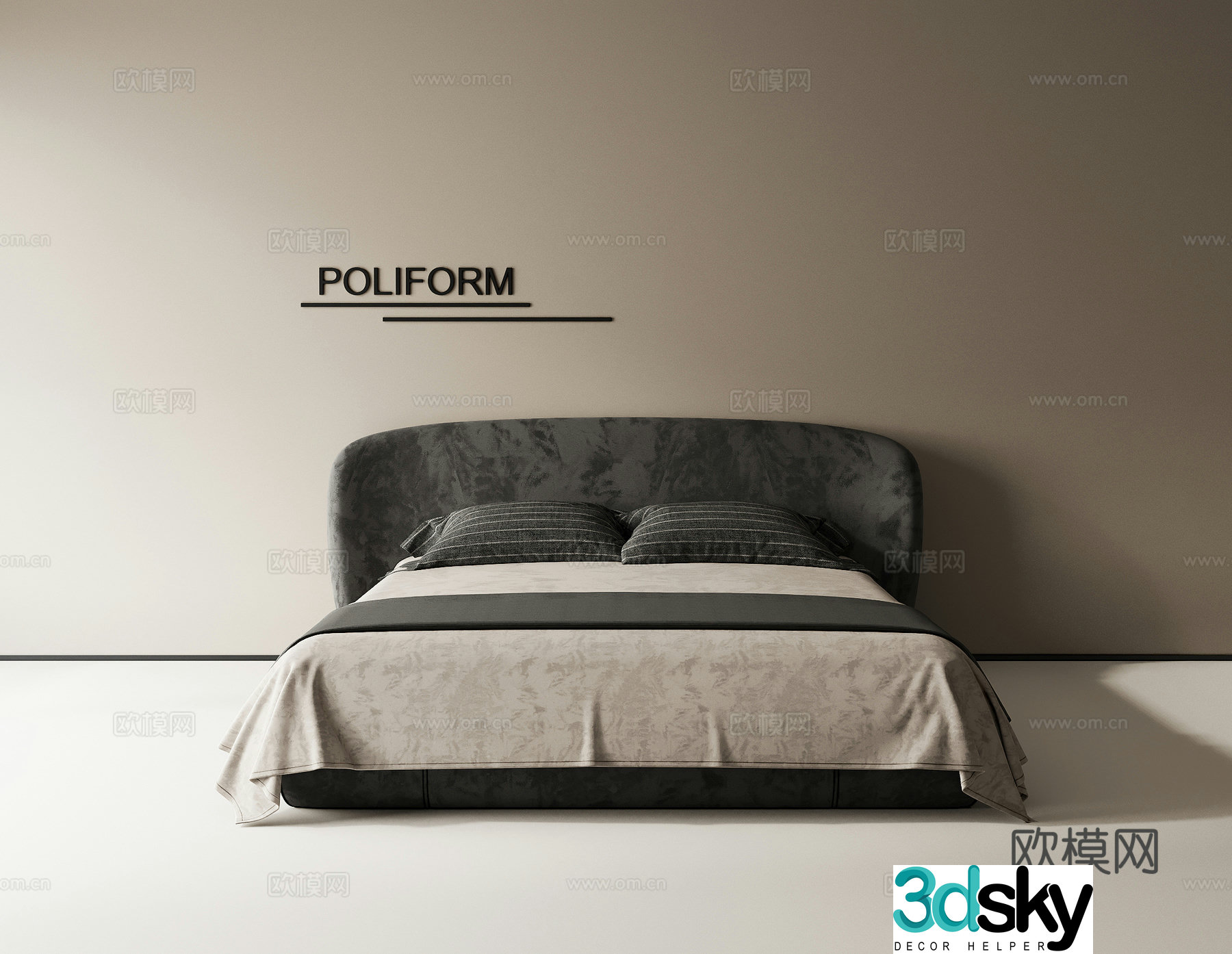 Middle-aged double bed 3d model