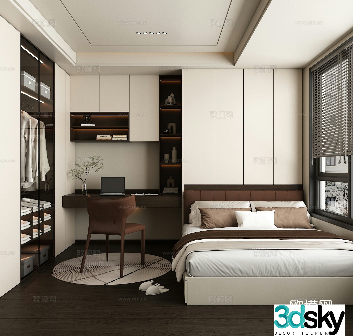 Modern tatami bedroom 3d model 3d model