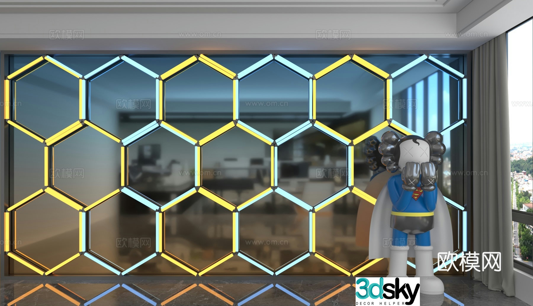 Modern background wall 3d model