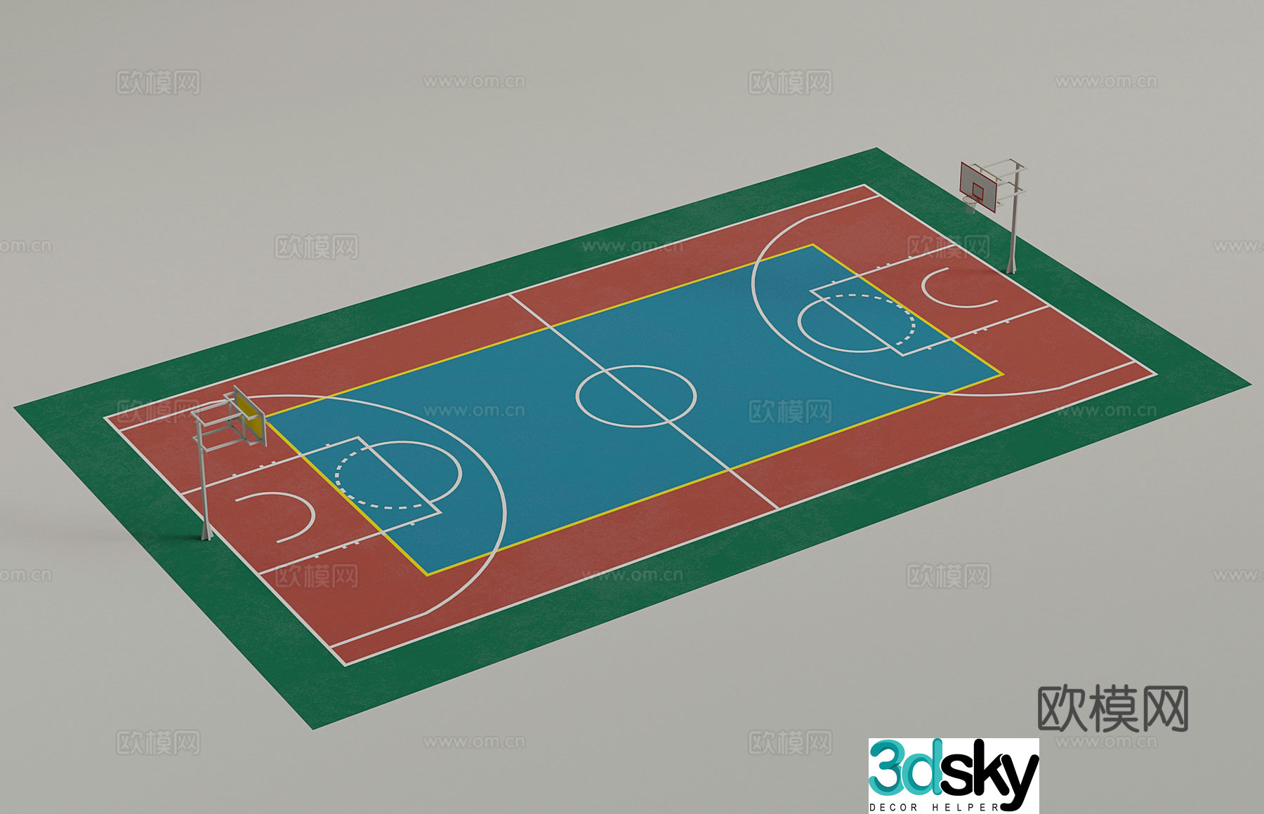 Modern basketball court 3d model