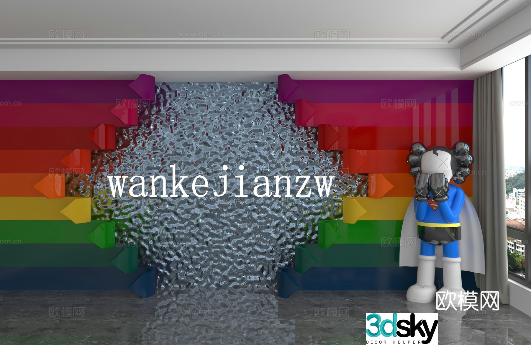 Modern background wall 3d model