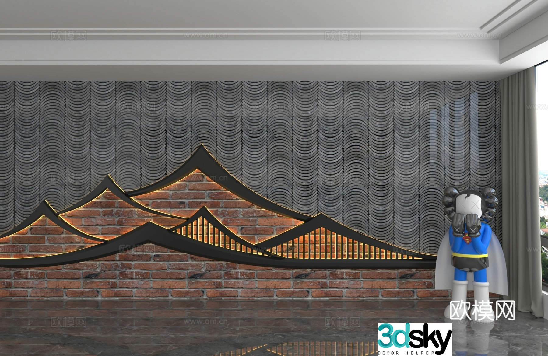 Modern background wall 3d model
