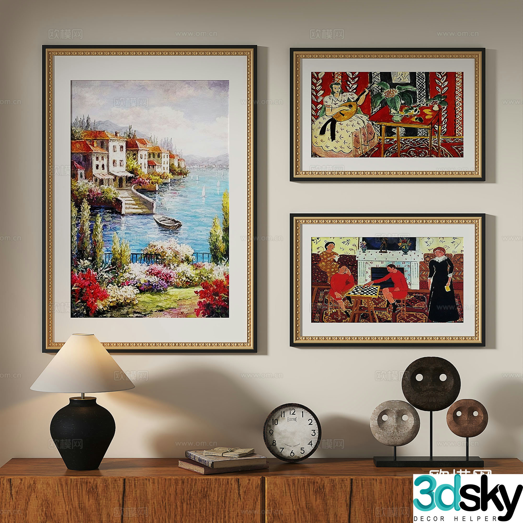 French retro oil painting modern European classical decorative painting 3d model