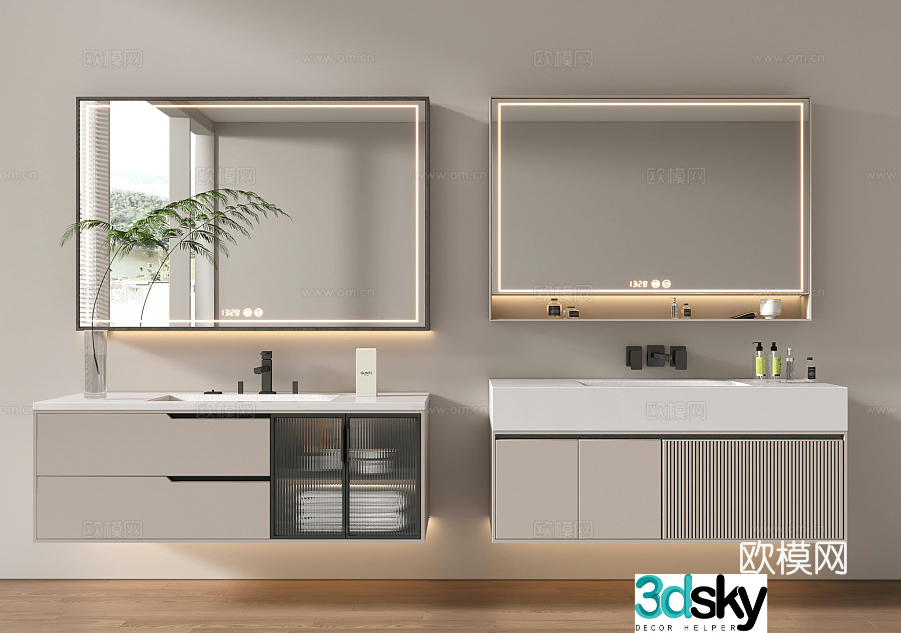Modern bathroom cabinet bathroom sink hanging bathroom cabinet mirror 3d model