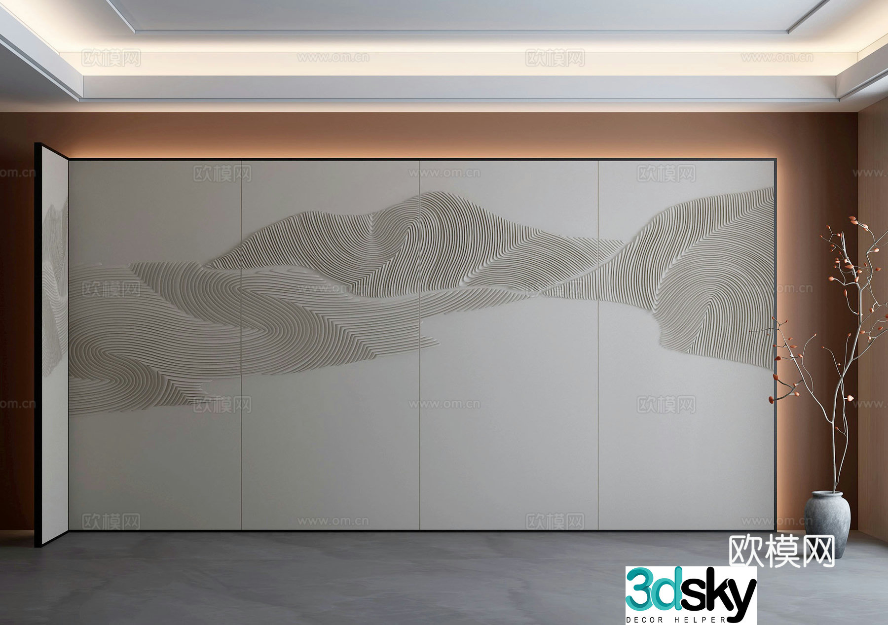New Chinese style background wall 3d model