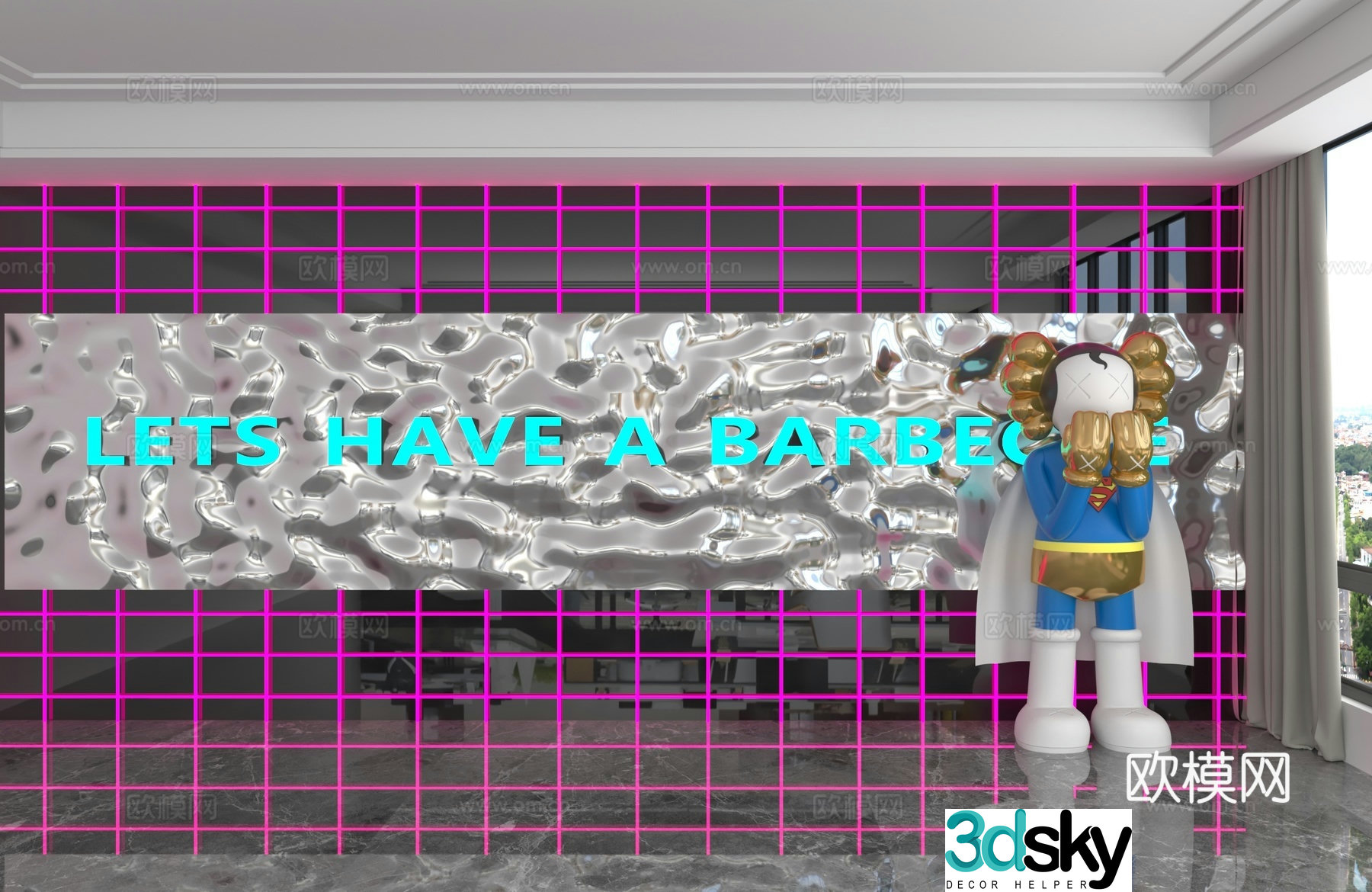 Modern background wall 3d model