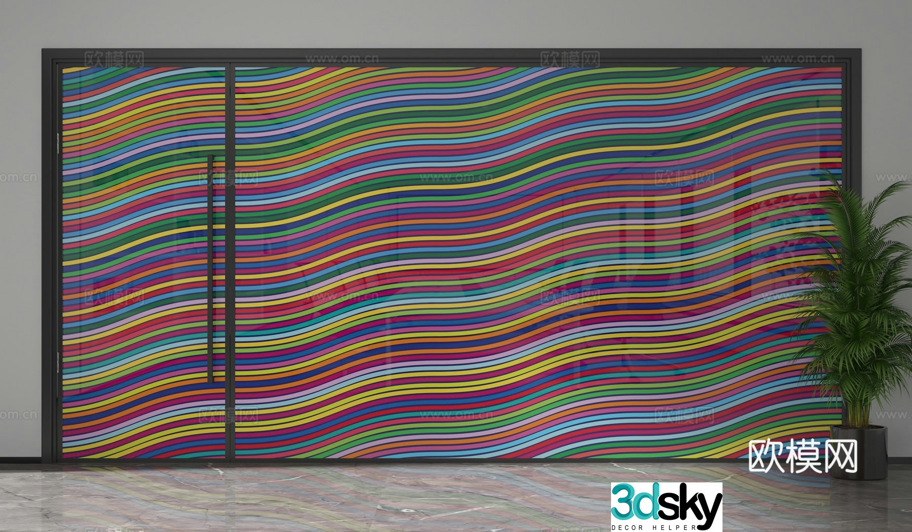 Modern glass partition 3d model