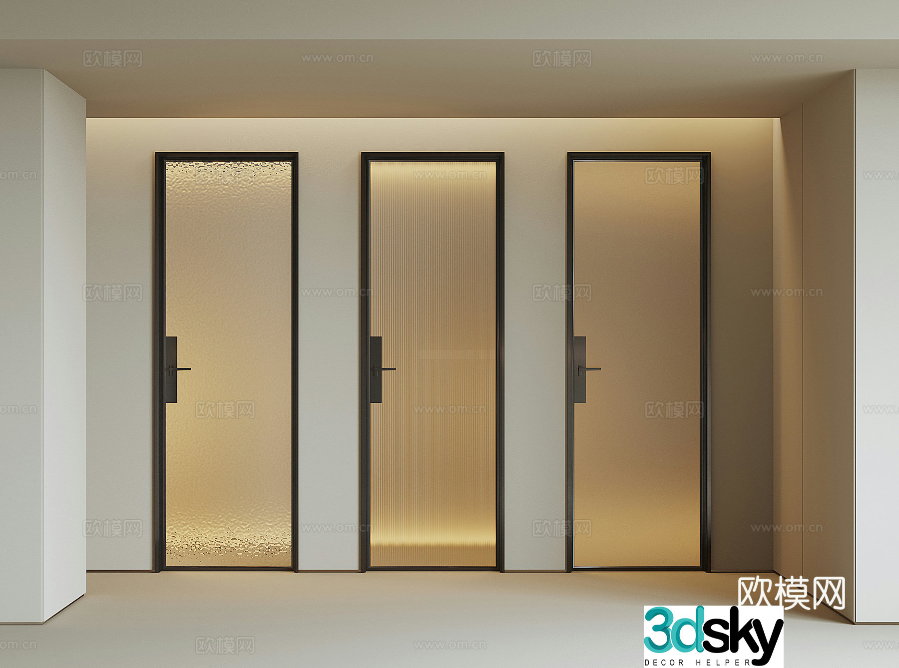 Modern bathroom glass door 3d model