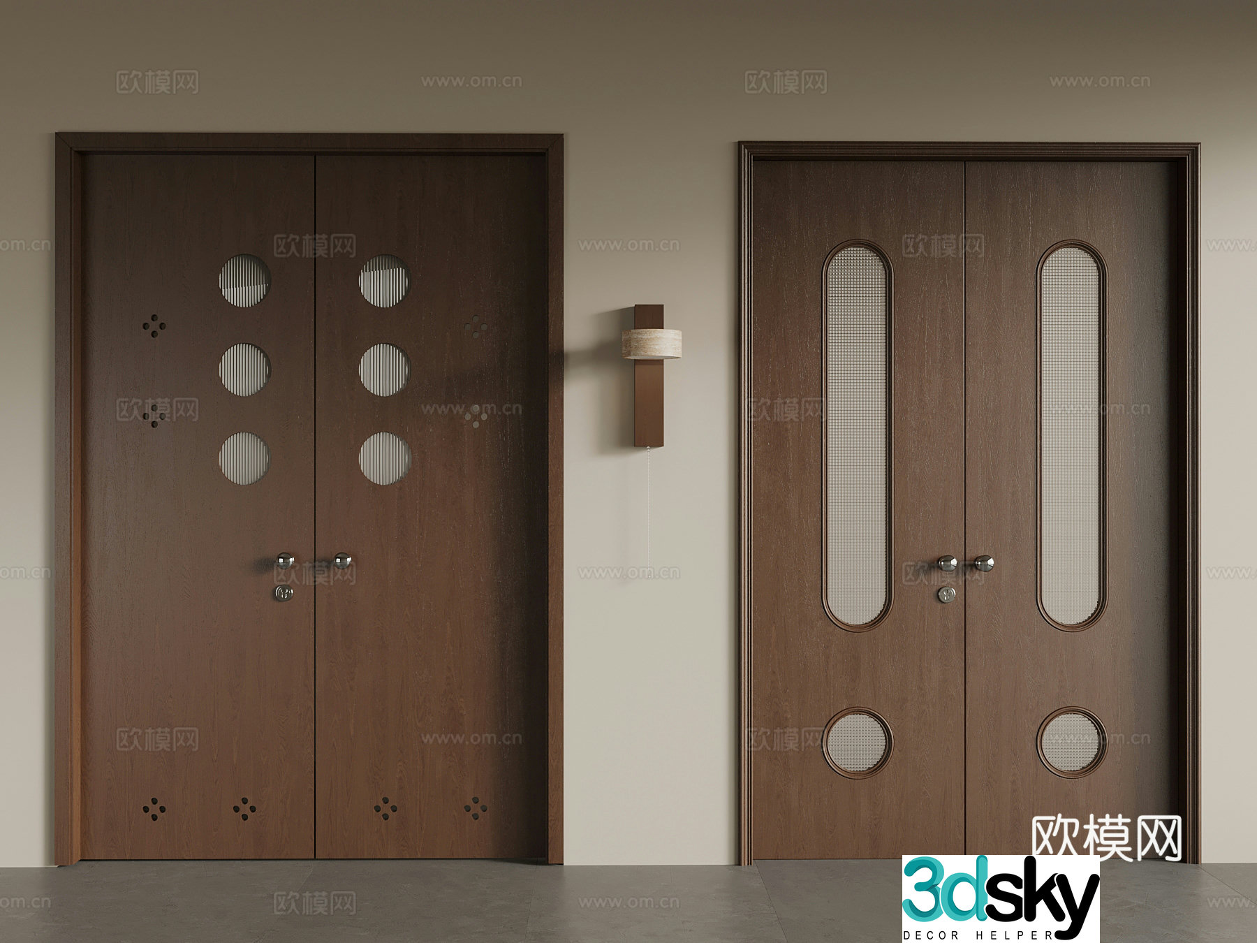 Middle-aged double door 3D model