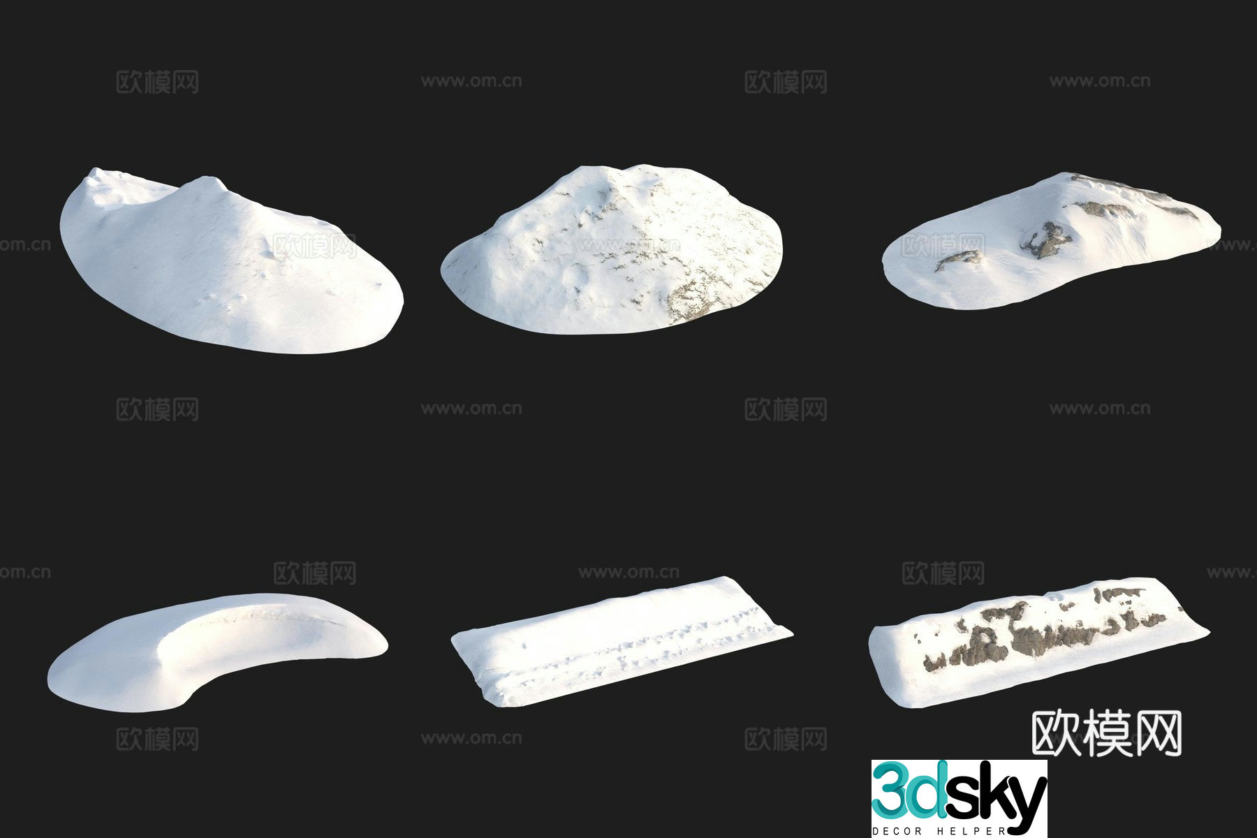 Snow piled up snow ice and snow 3d model