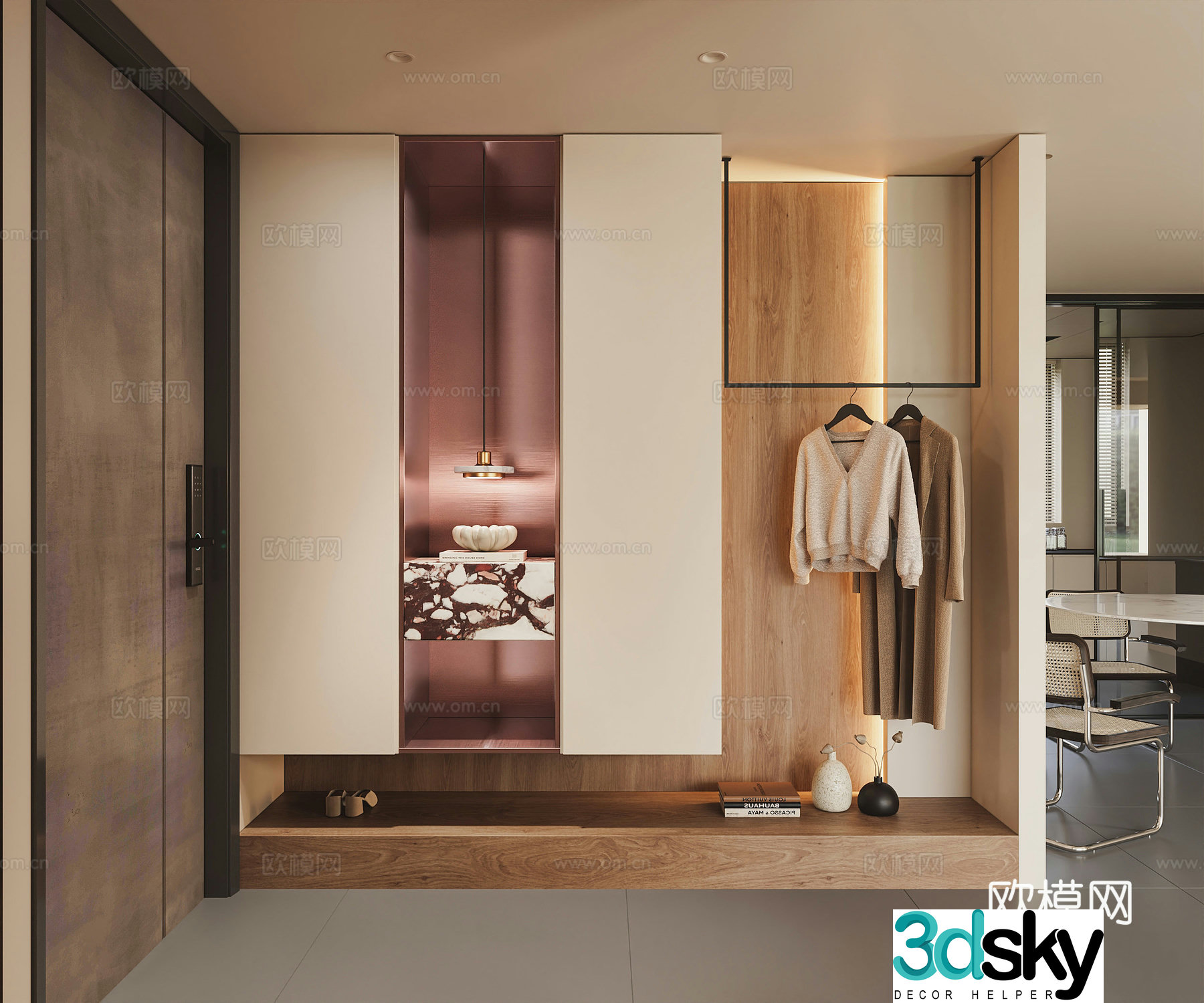 Modern Cream Style Entrance 3D Model
