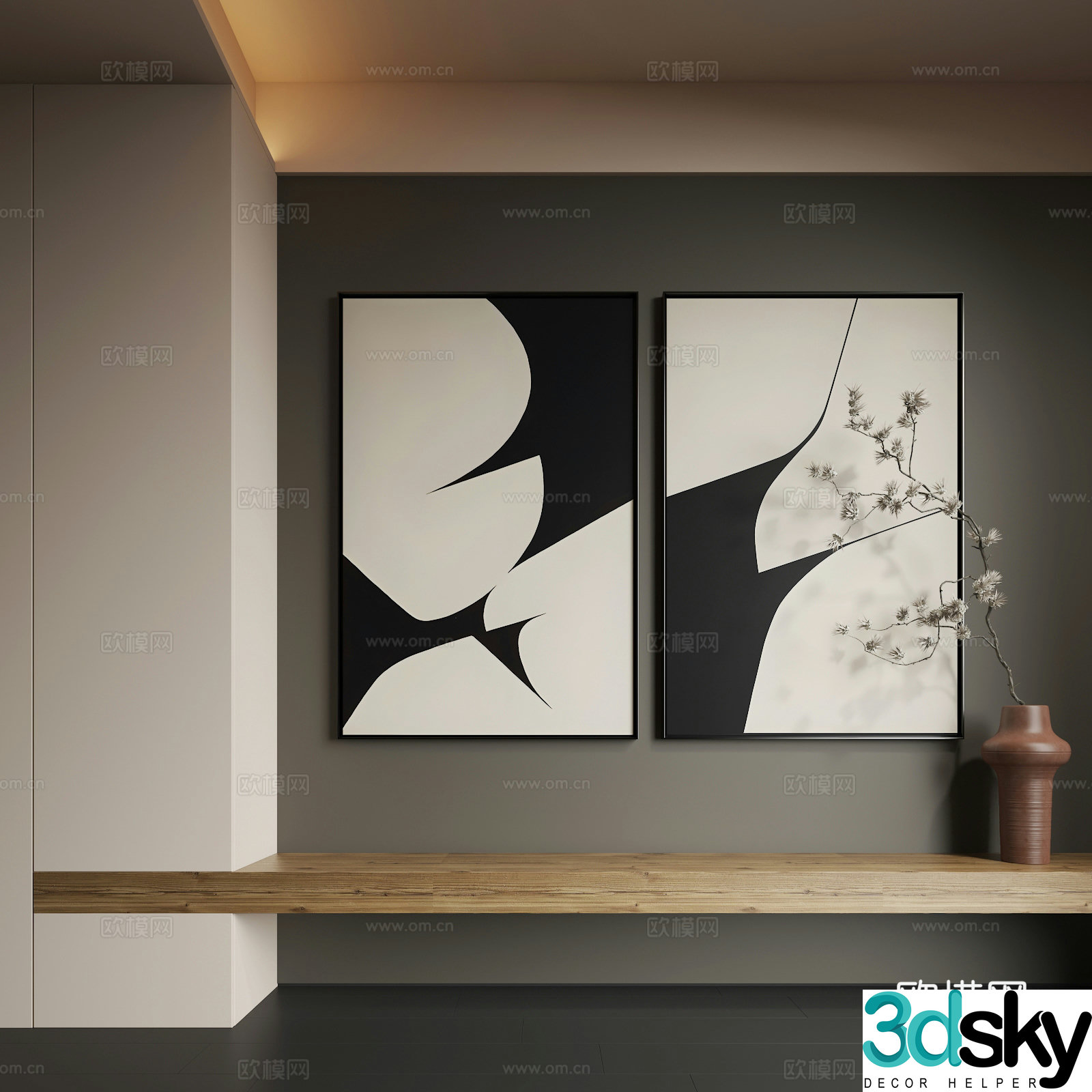 Modern abstract hanging paintings Modern combination paintings Modern minimalist hanging paintings 3d model